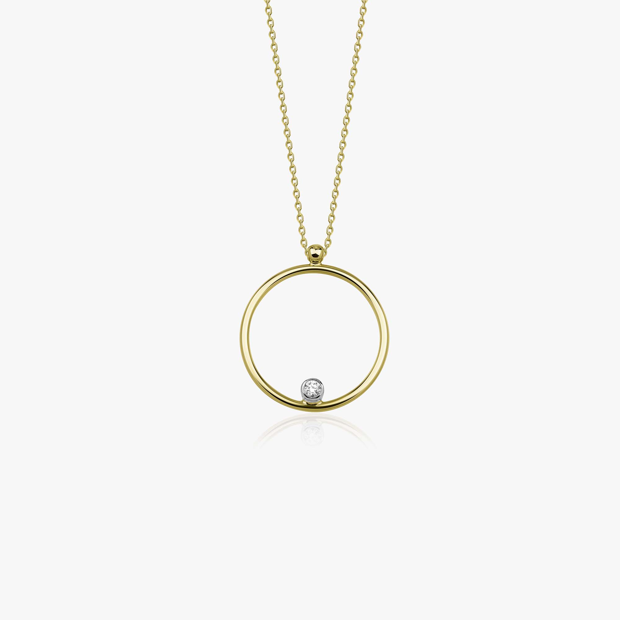 Open Diamond Circle Necklace in 14K Gold