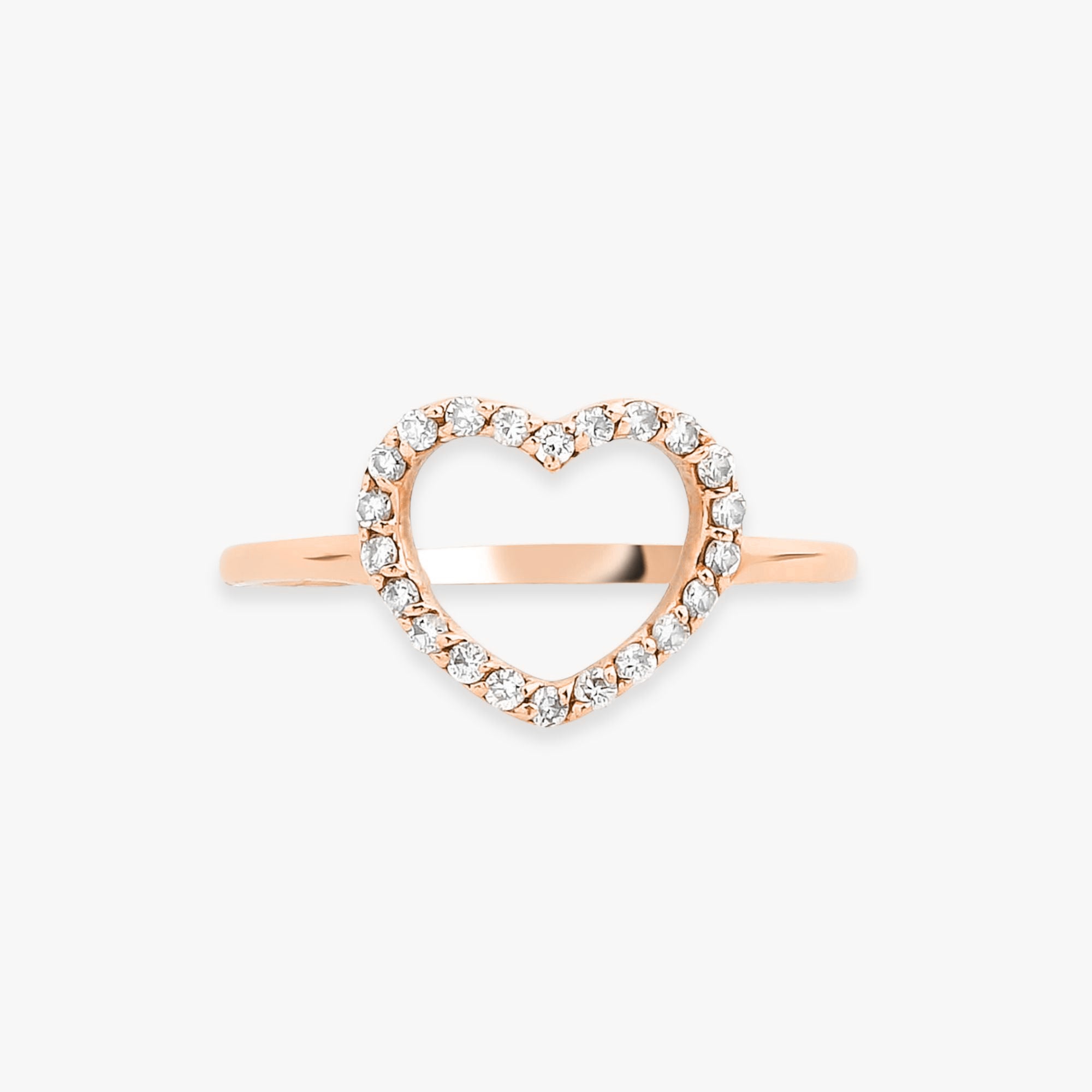 Diamond Open Heart Ring in 18K Gold