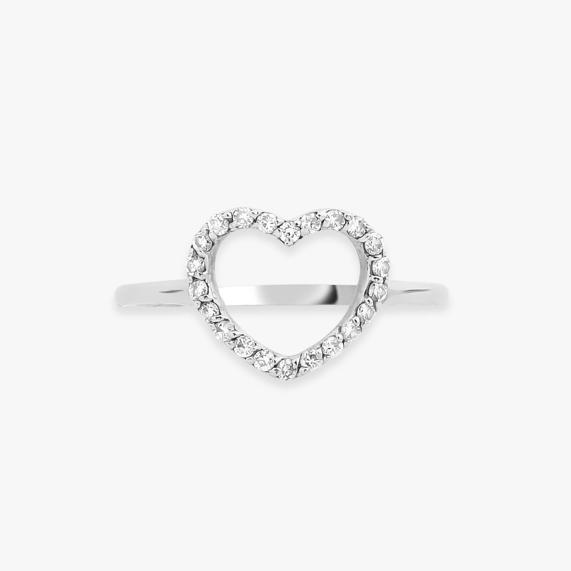 Diamond Open Heart Ring in 18K Gold