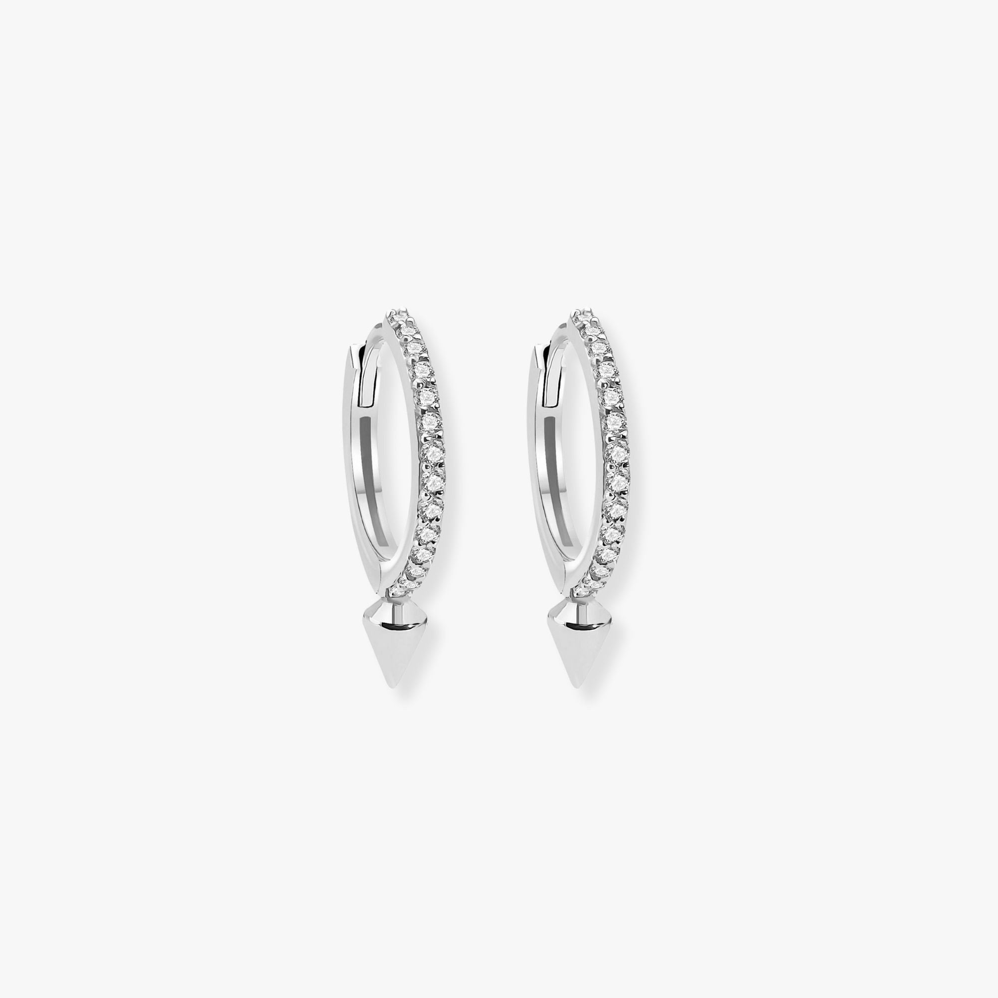 Diamond Spike Hoops in 14K Gold