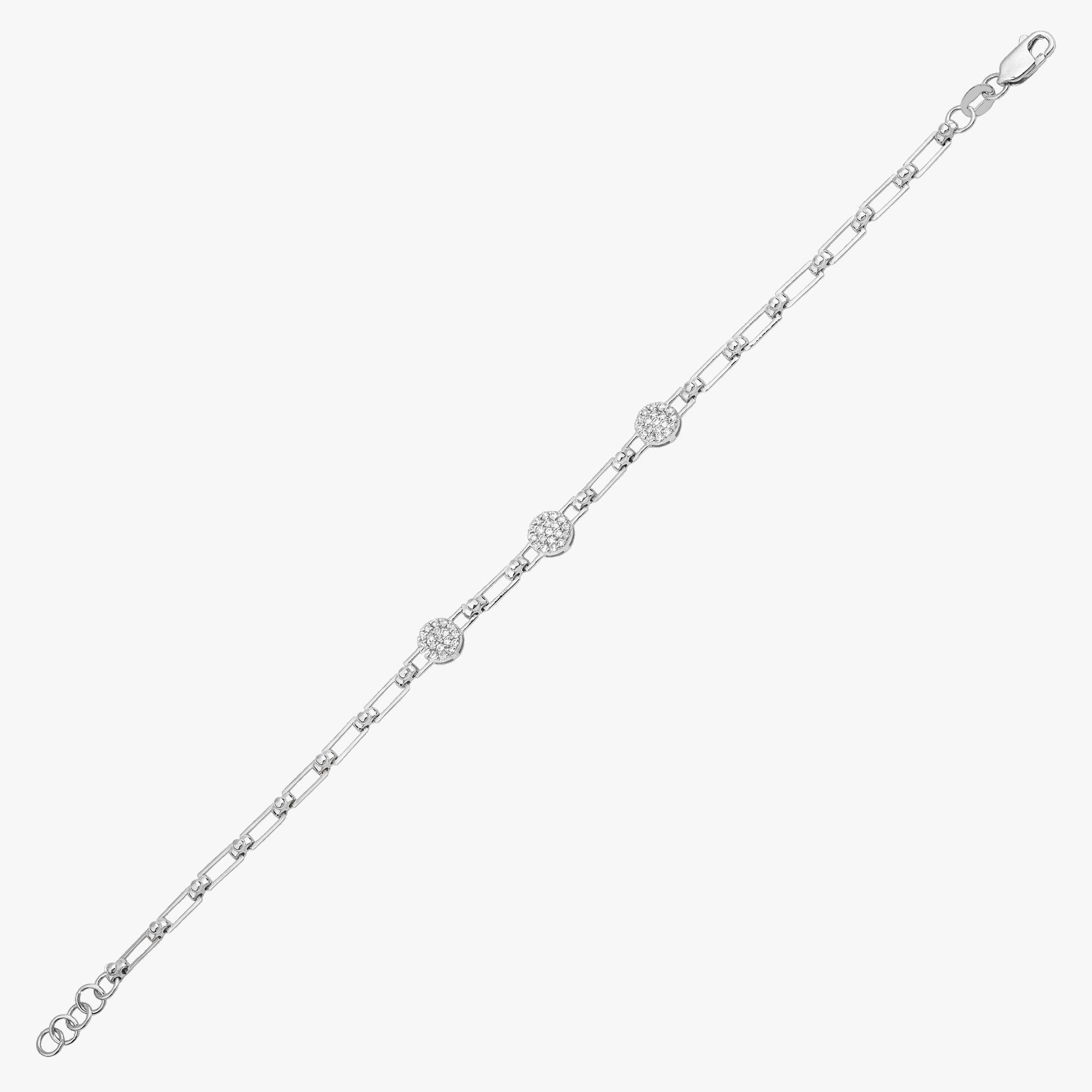 Pave Diamond Chain Bracelet in 14K Gold / Three Circle