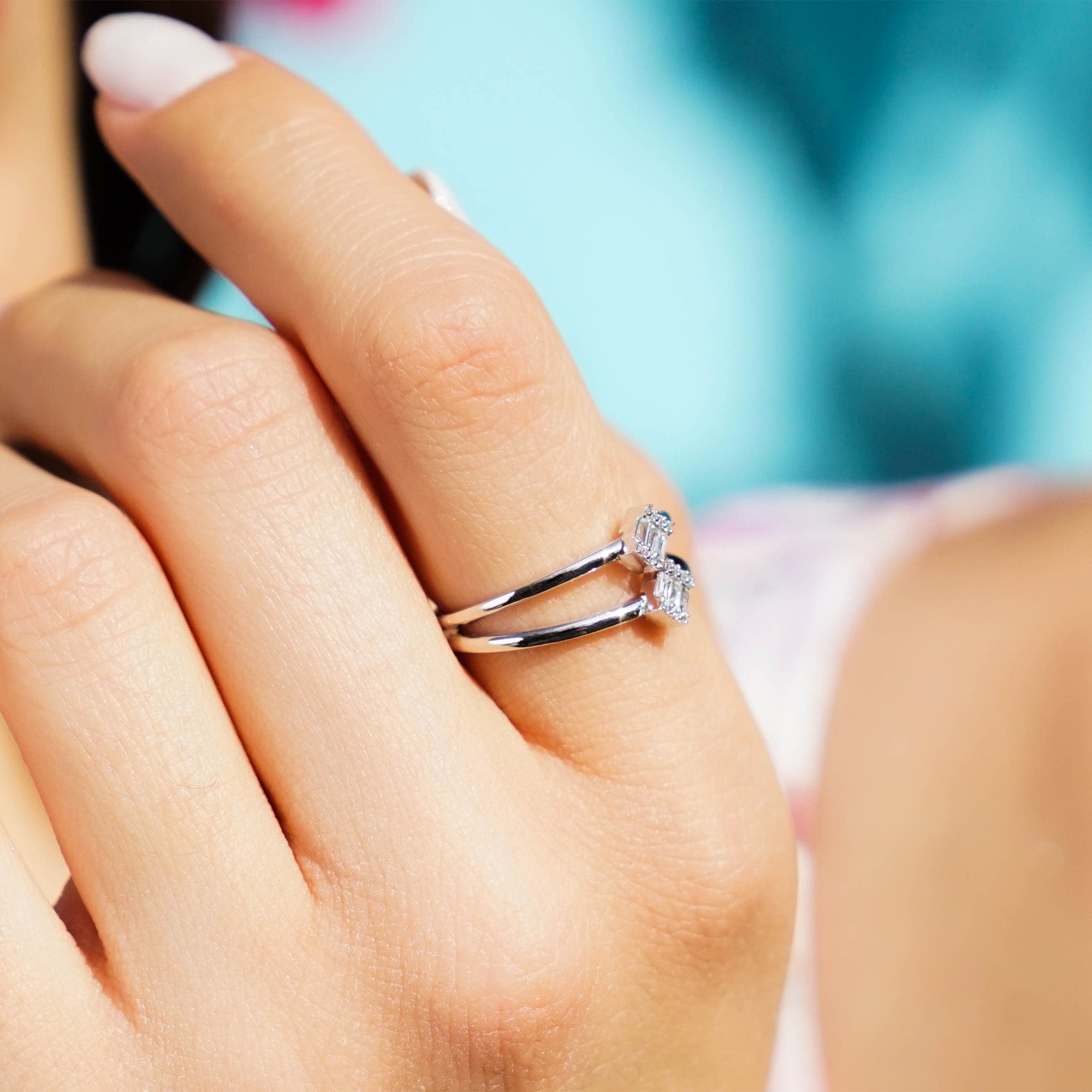 Double Baguette Ring in 14K Gold