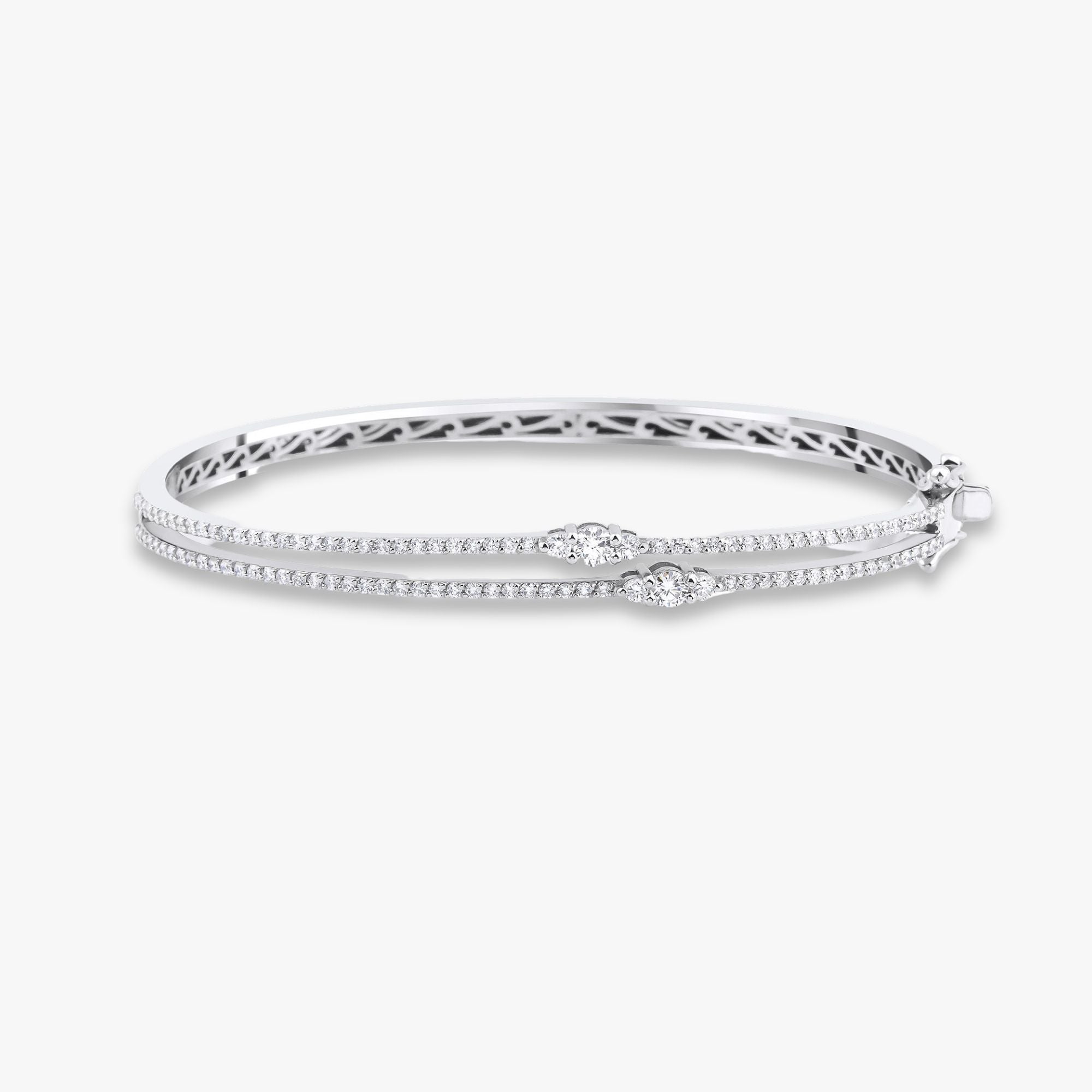 Double Diamond Bangle in 14K Gold