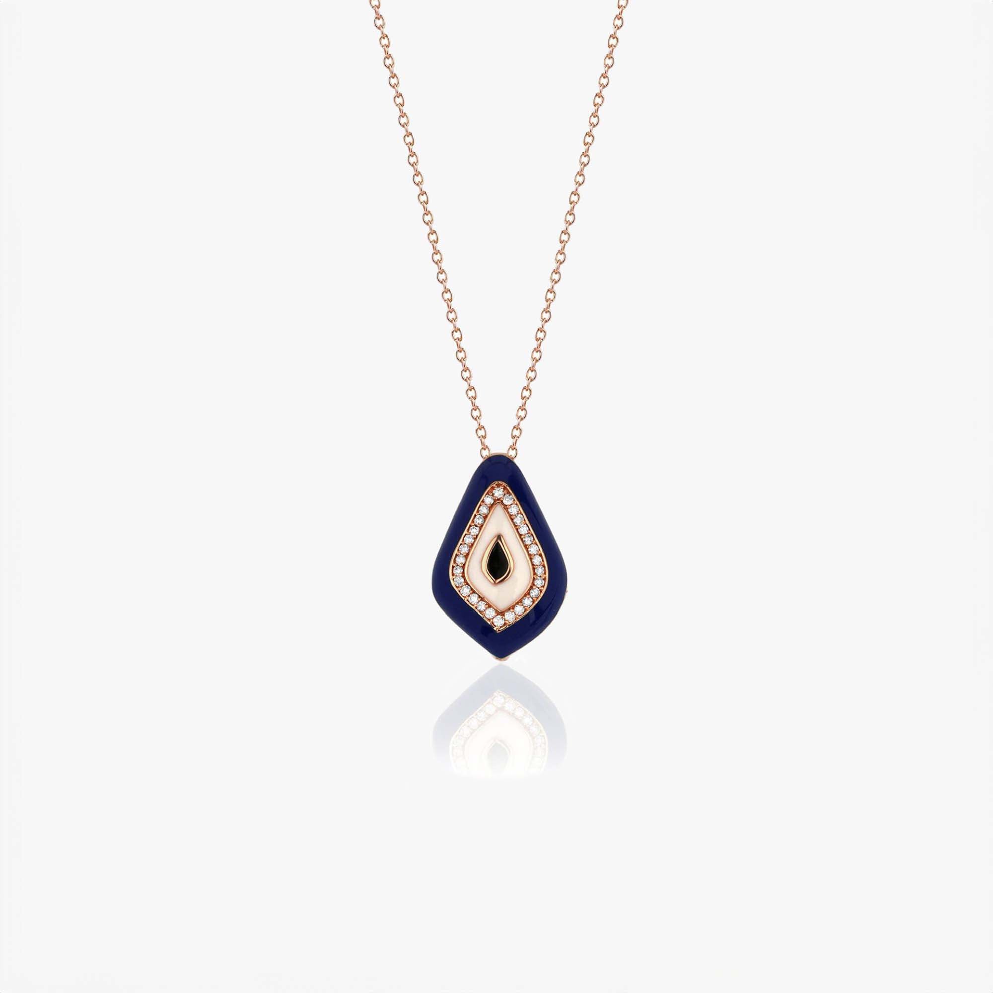 Dreaming Diamond Evil Eye Necklace in 18K Gold