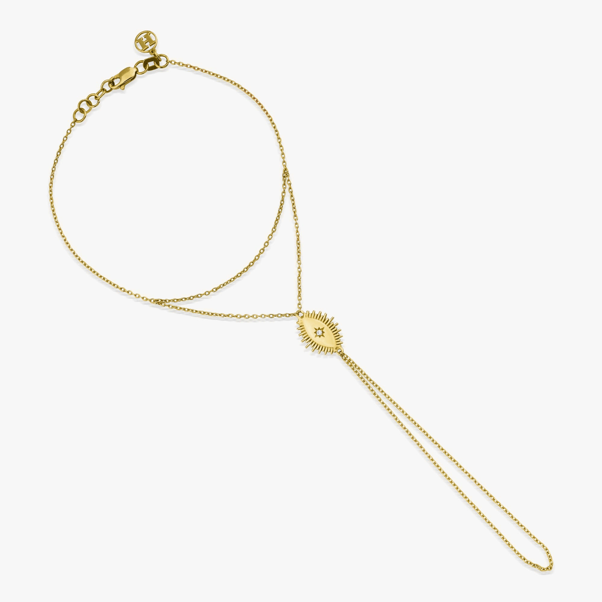 Diamond Eclipse Hand Chain Bracelet in 14K Gold