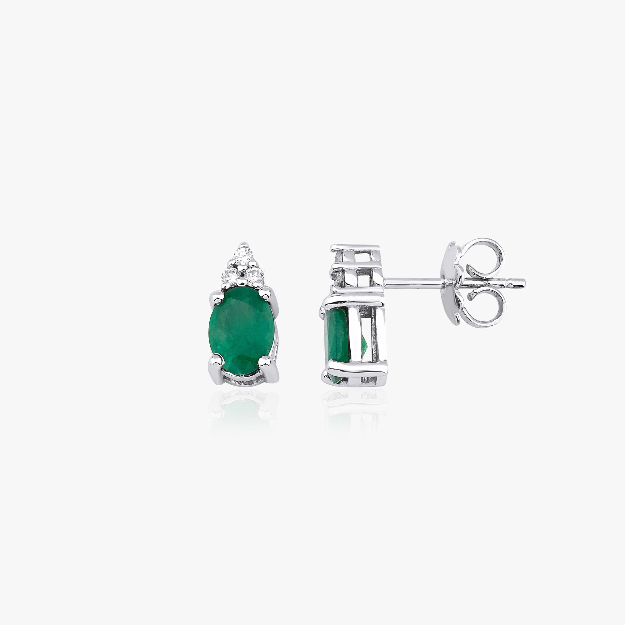 Emerald and Diamond Earrings in 14K Gold