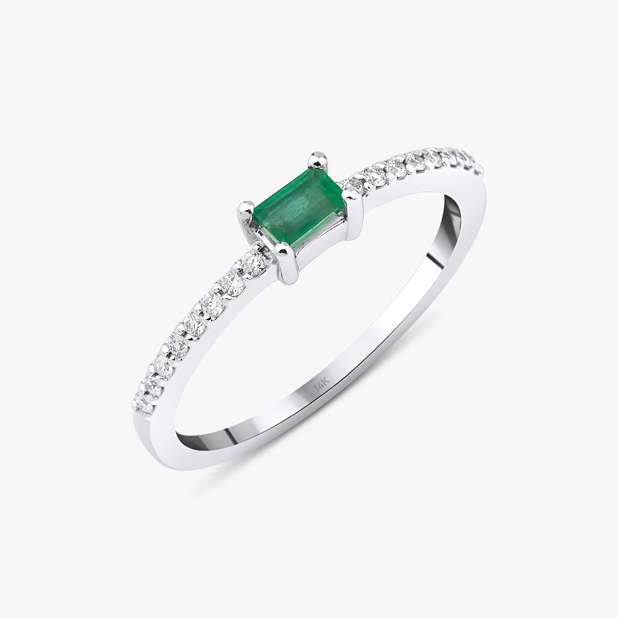 Baguette Emerald Half Eternity Ring in 14K Gold