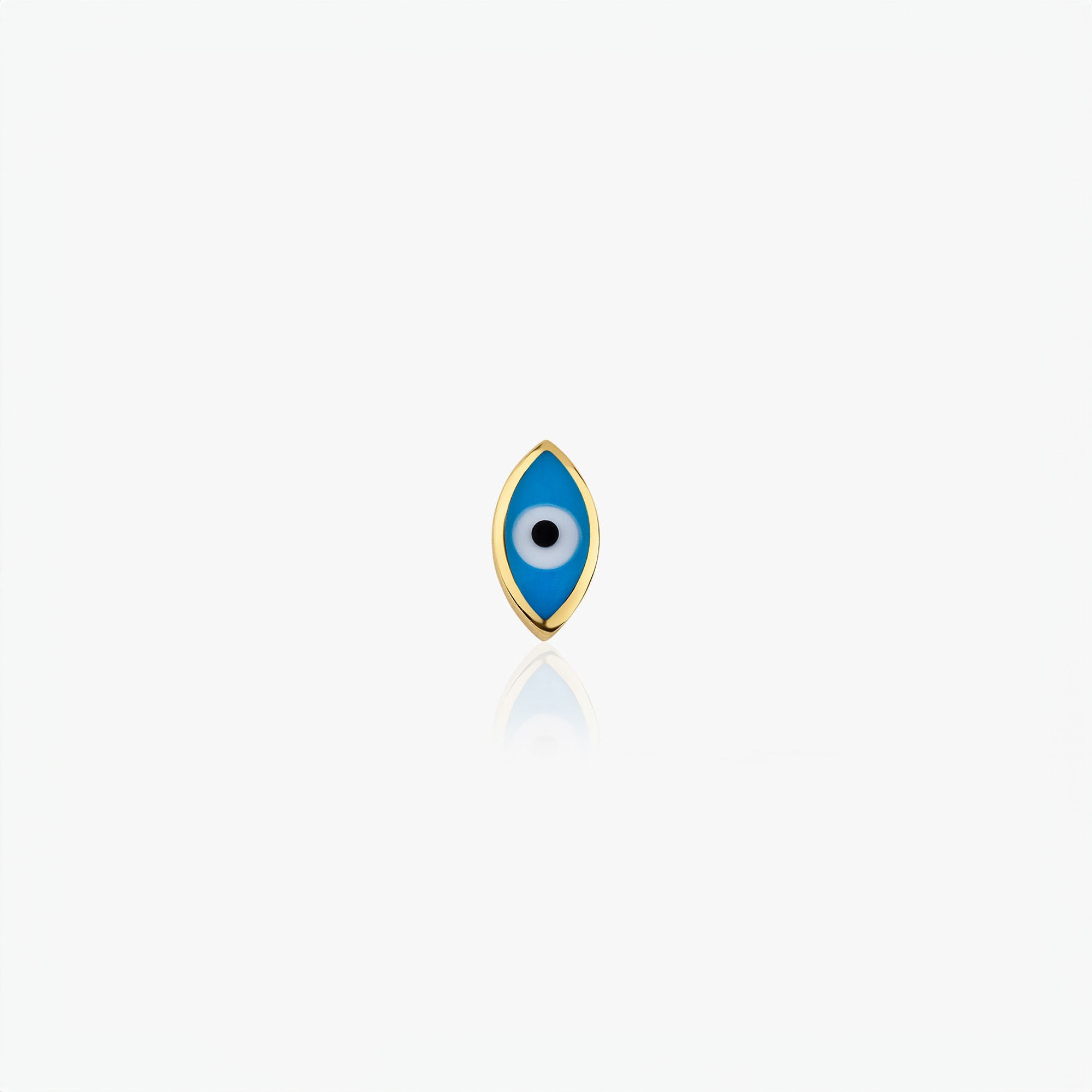 Single Mini Ocean Blue Evil Eye Stud Earring In 14K Gold