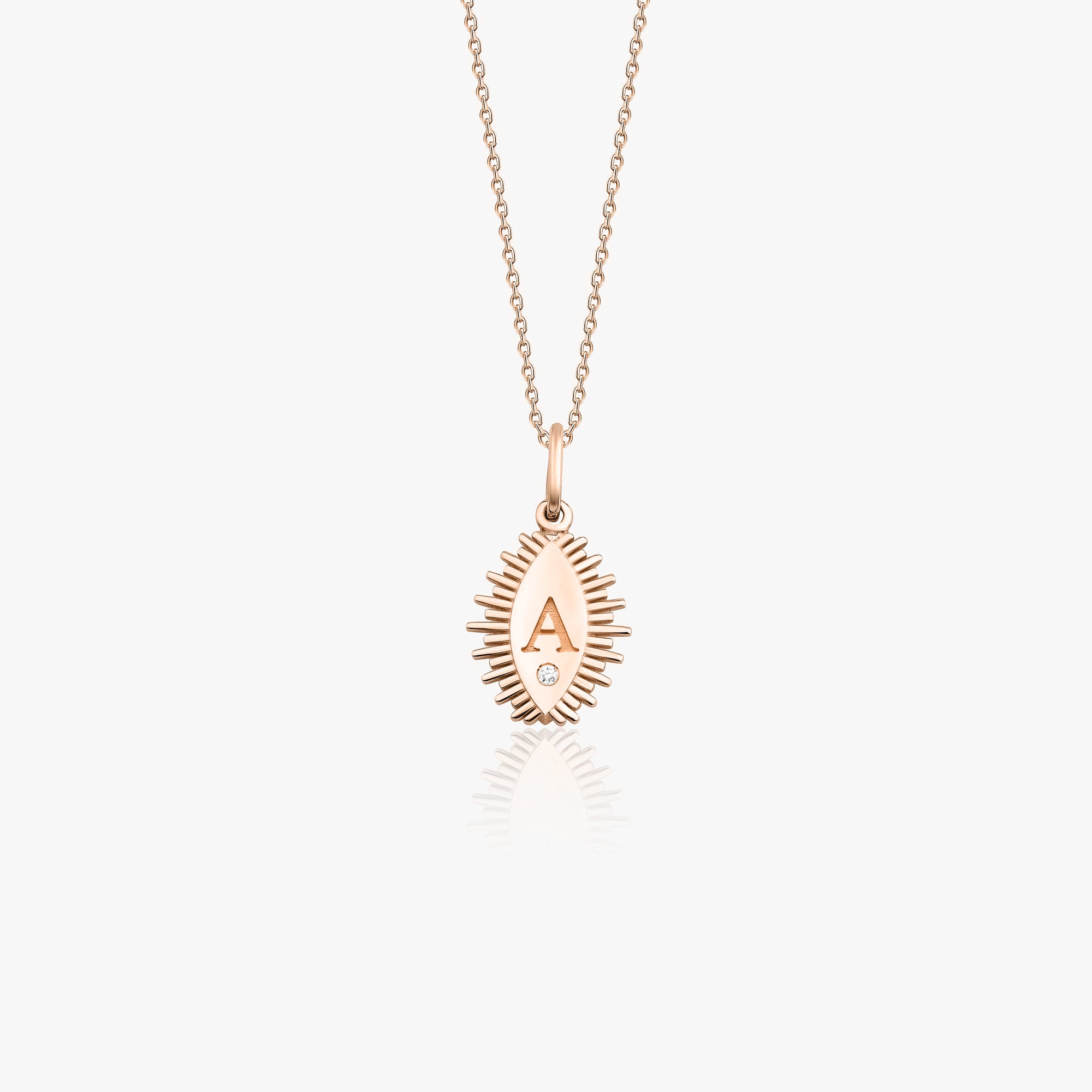Mini Birthstone Eclipse Initial Necklace in 14K Gold