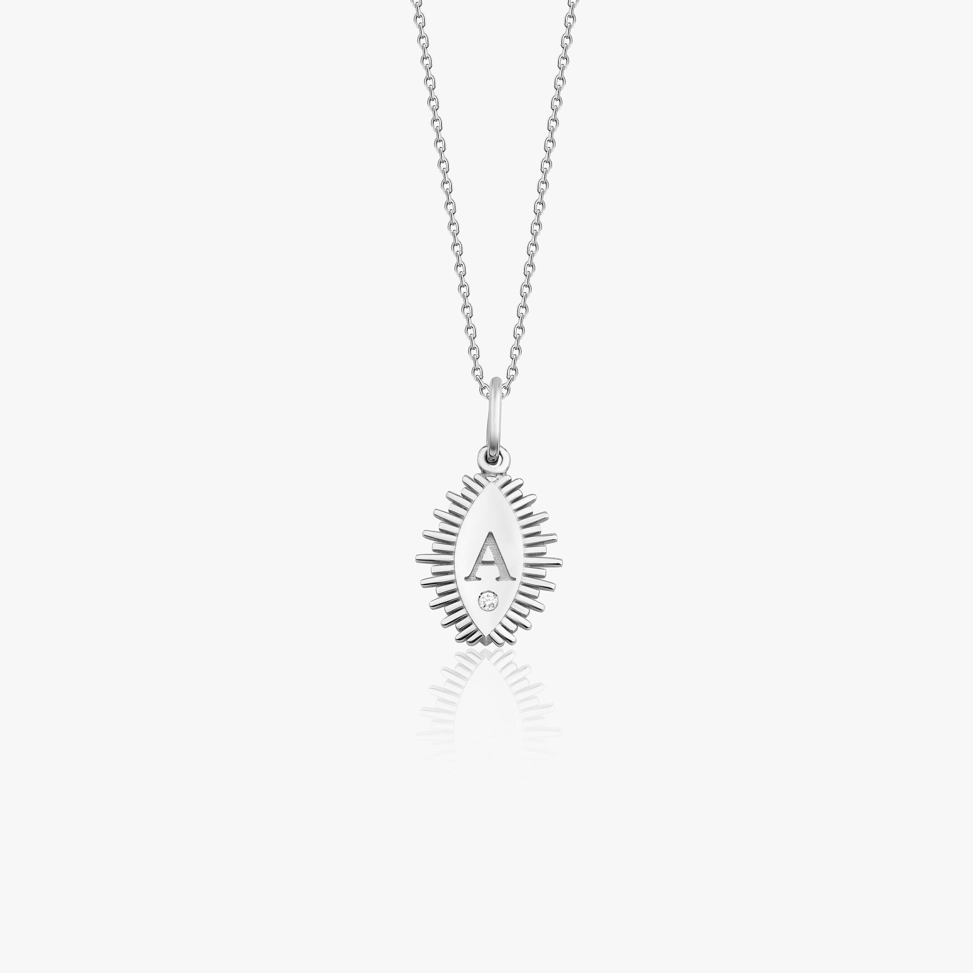 Mini Birthstone Eclipse Initial Necklace in 14K Gold