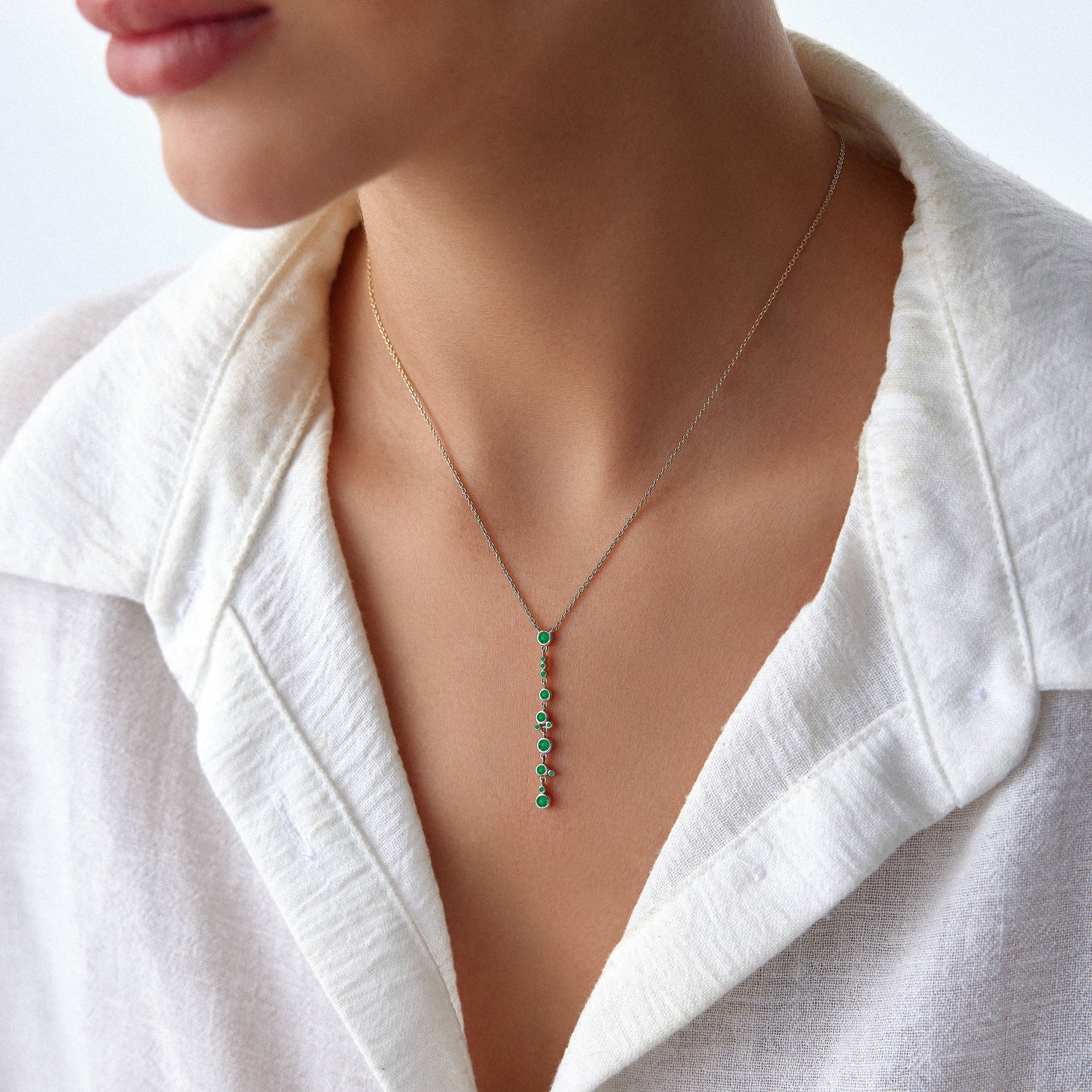 Emerald Waterfall Lariat Necklace