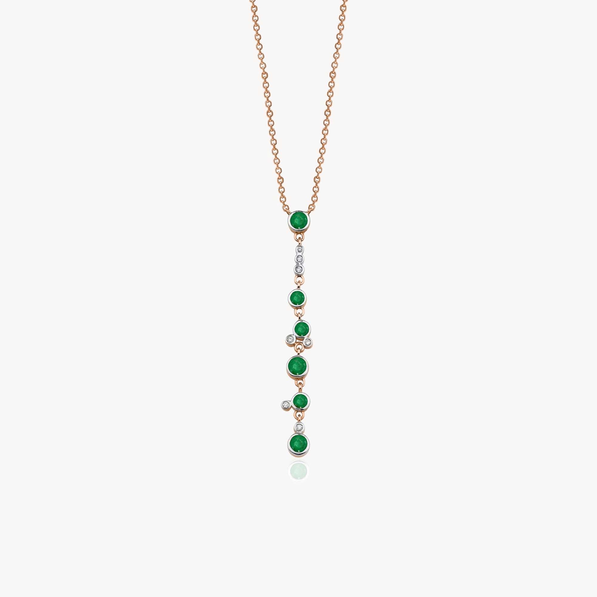 Emerald Waterfall Lariat Necklace in 14K Gold