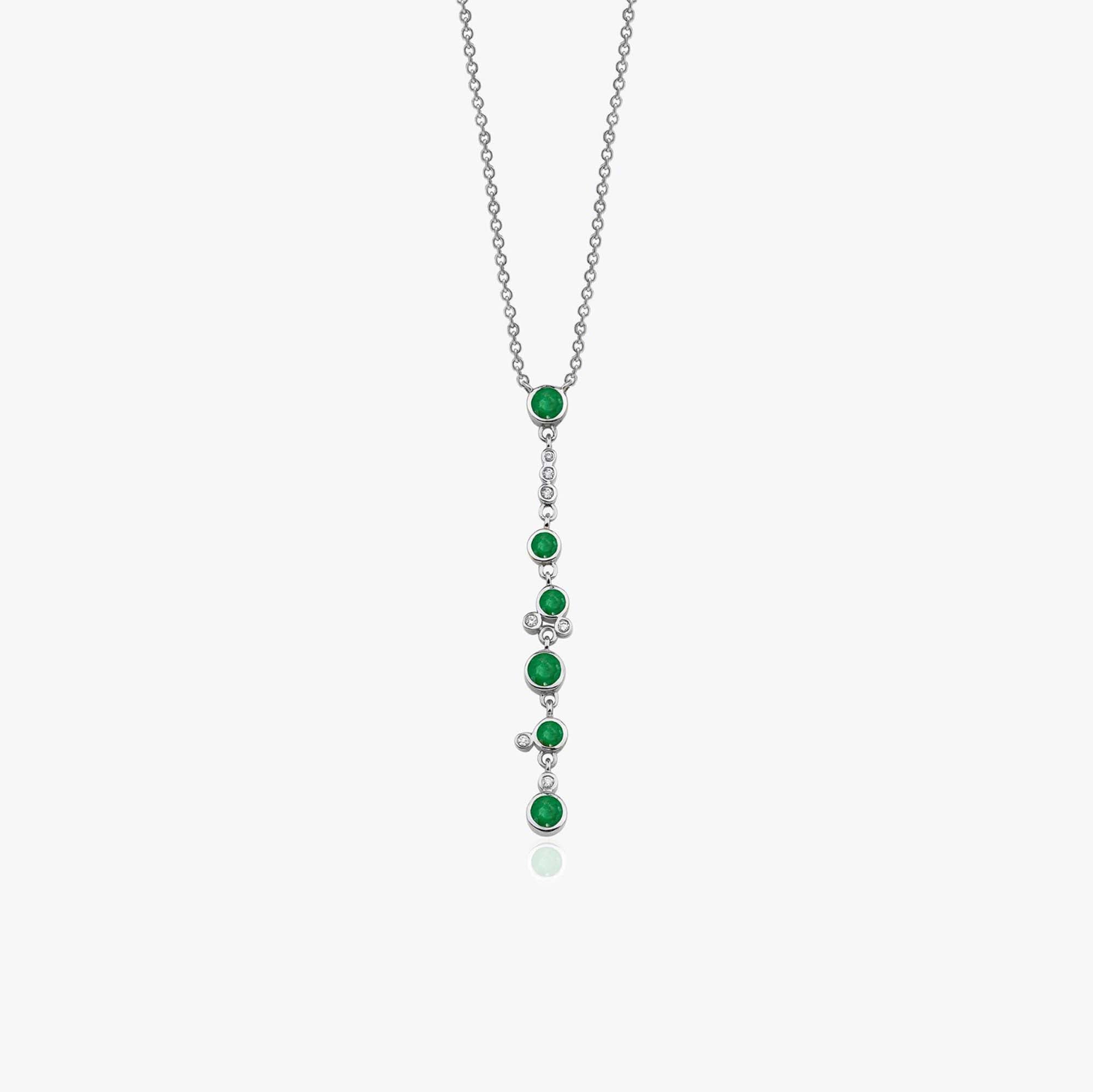Emerald Waterfall Lariat Necklace in 14K Gold