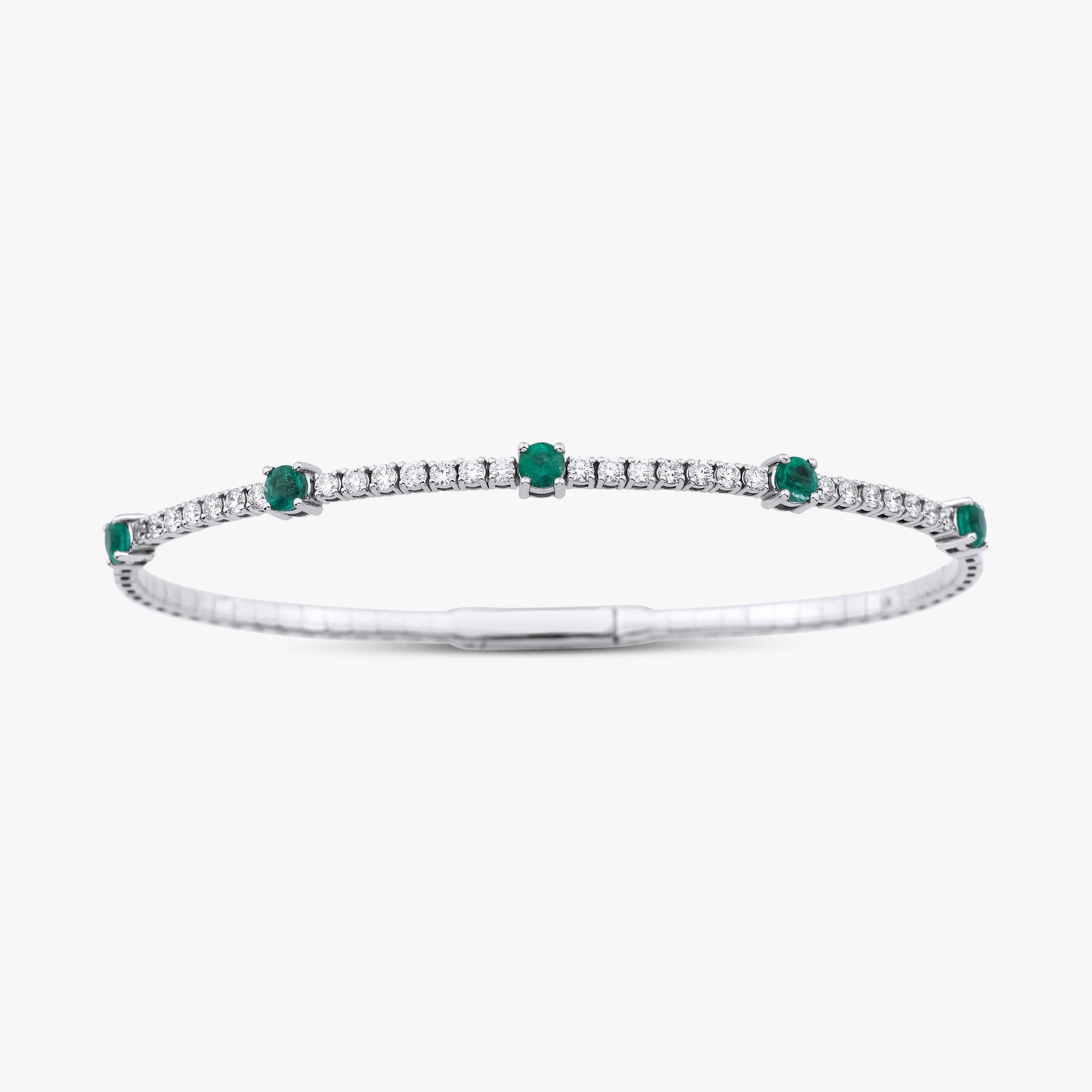 Emerald And Diamond Bangle in 14K Gold