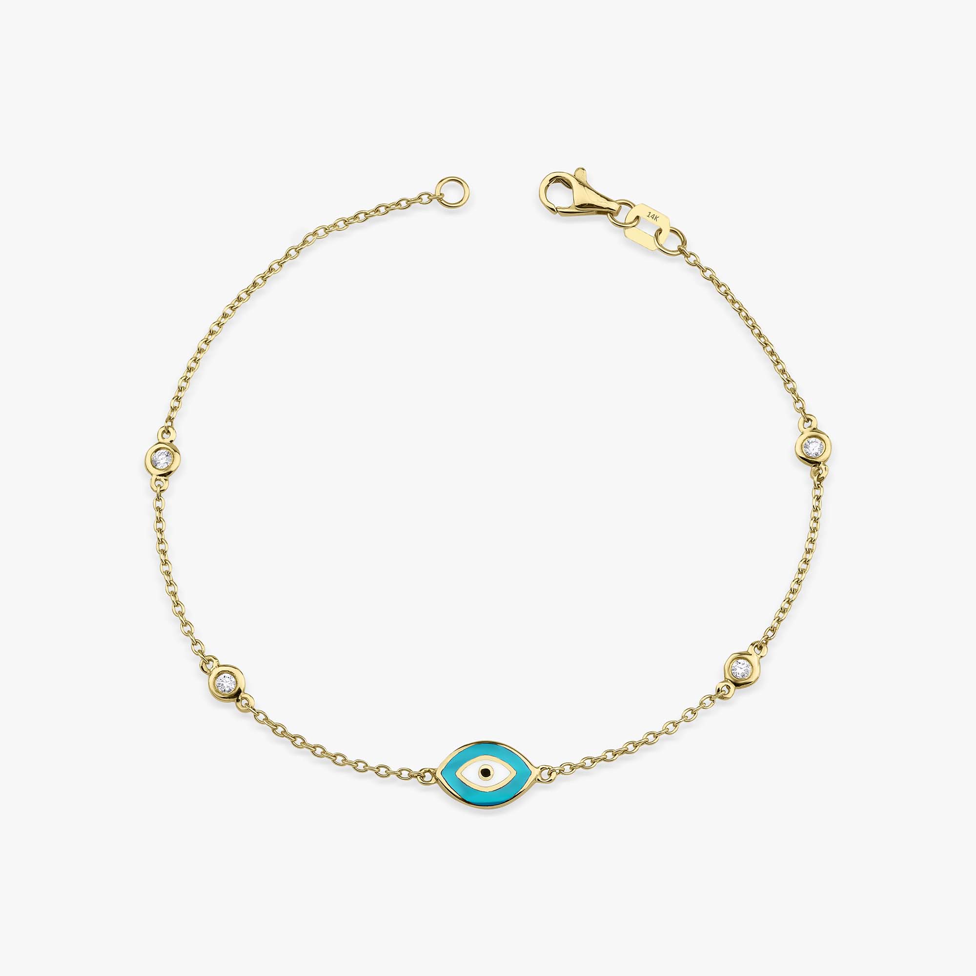 Diamond By The Yard Turquoise Evil Eye Bracelet in 14K Gold