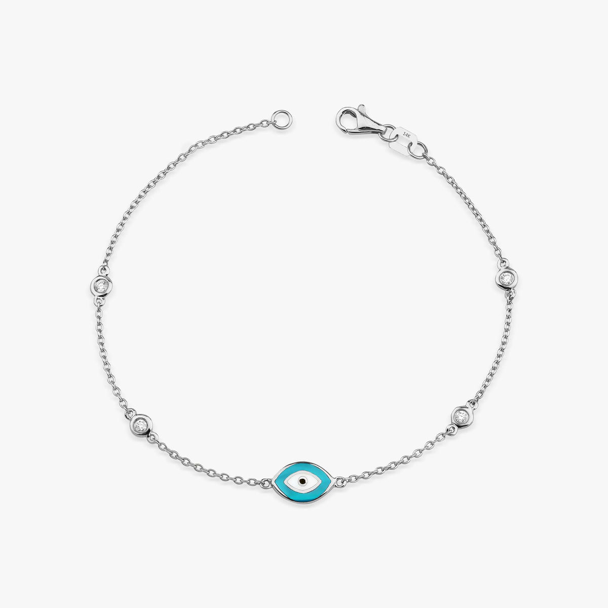 Diamond By The Yard Turquoise Evil Eye Bracelet in 14K Gold