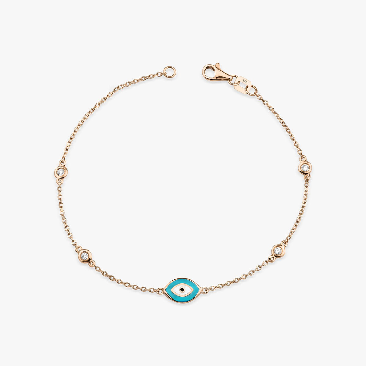 Diamond By The Yard Turquoise Evil Eye Bracelet in 14K Gold