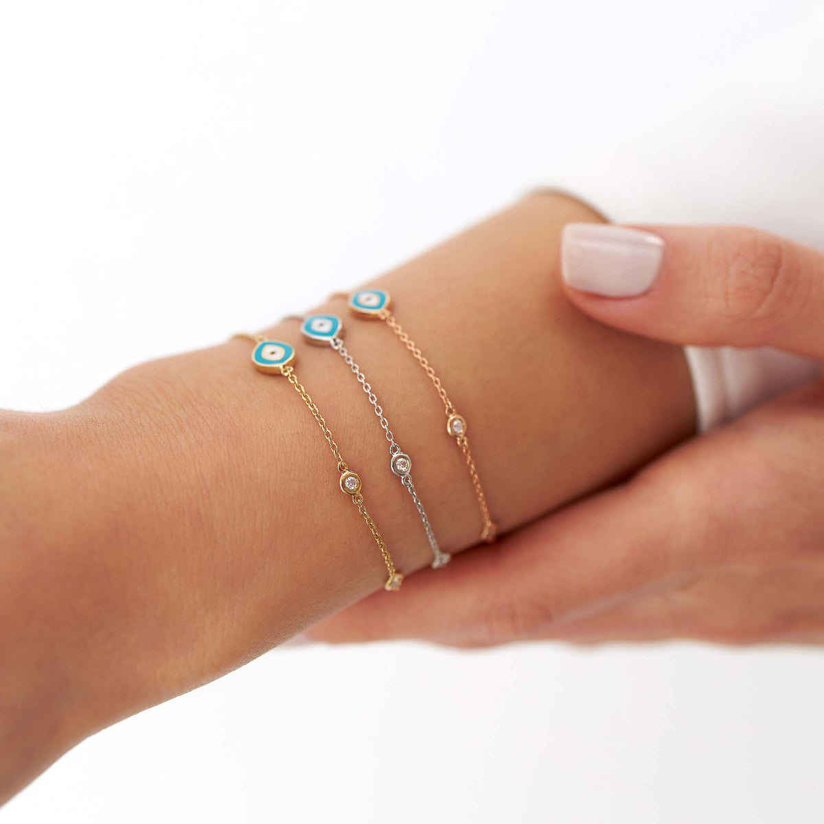 Diamond By The Yard Turquoise Evil Eye Bracelet in 14K Gold