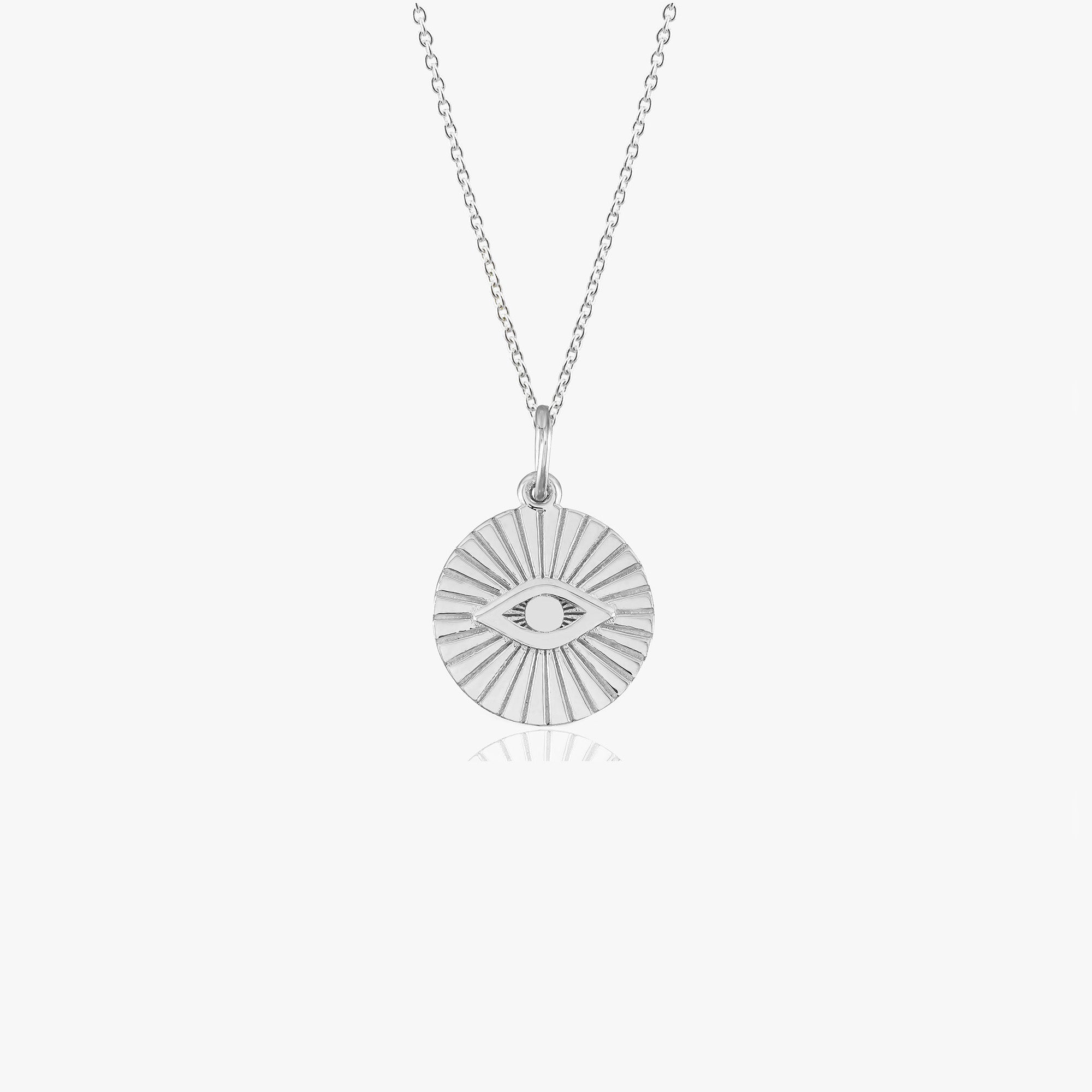 Evil Eye Coin Necklace in 14K Gold