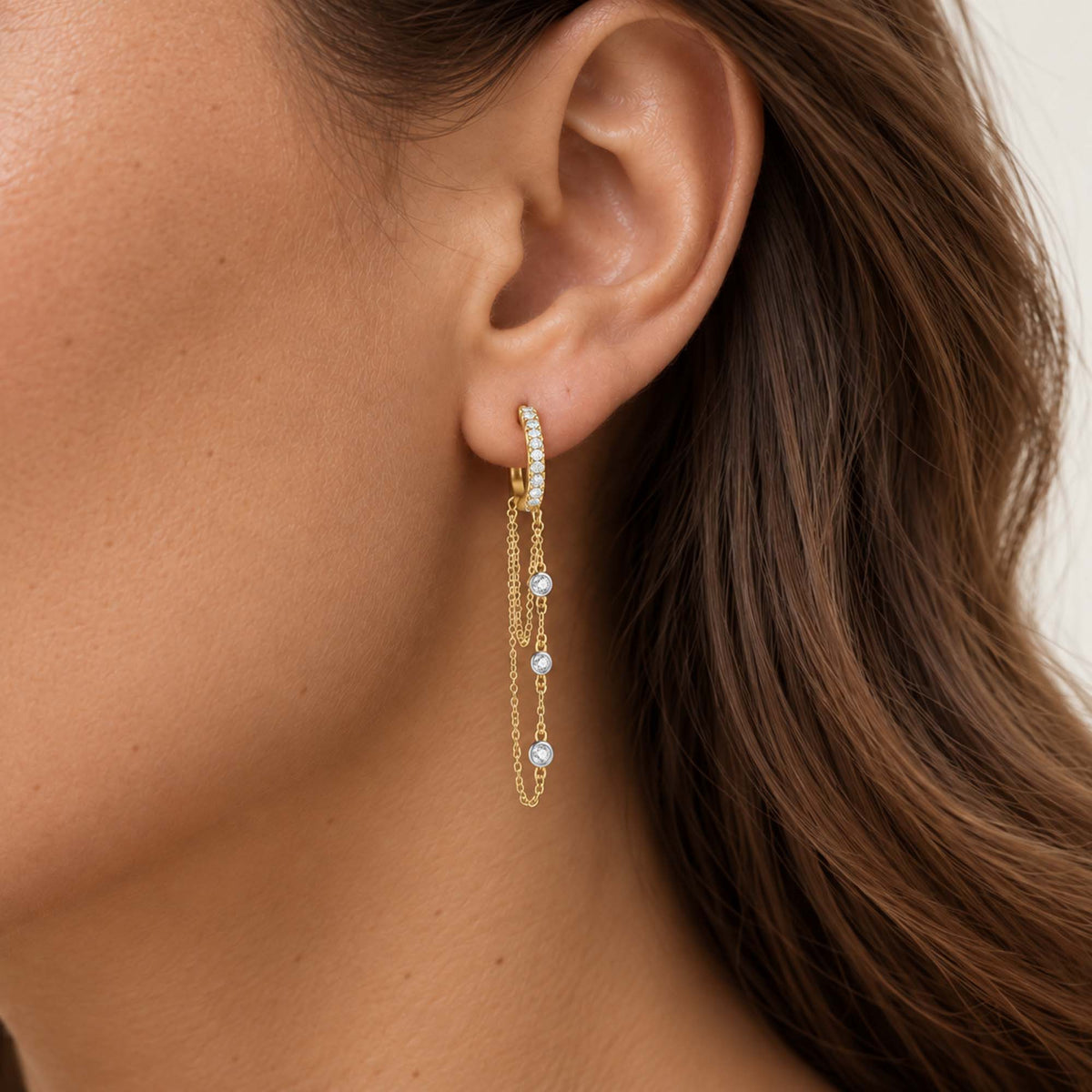 Floating Diamond Hoops in 14K Gold