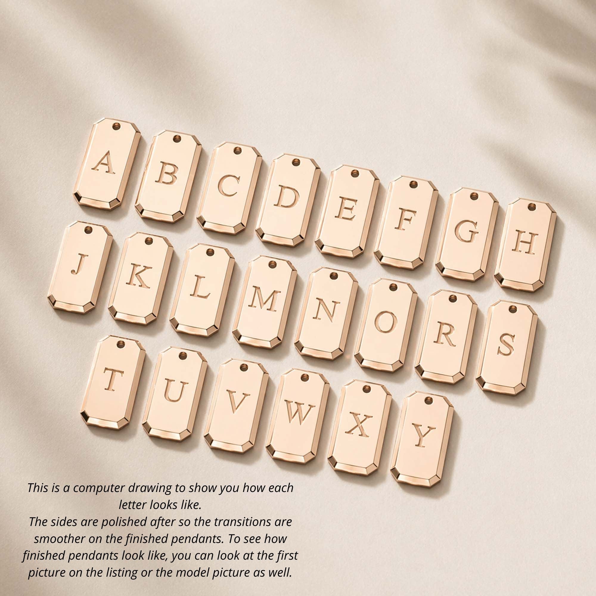 Mini Birthstone Initial Tag Pendant in 14K Gold