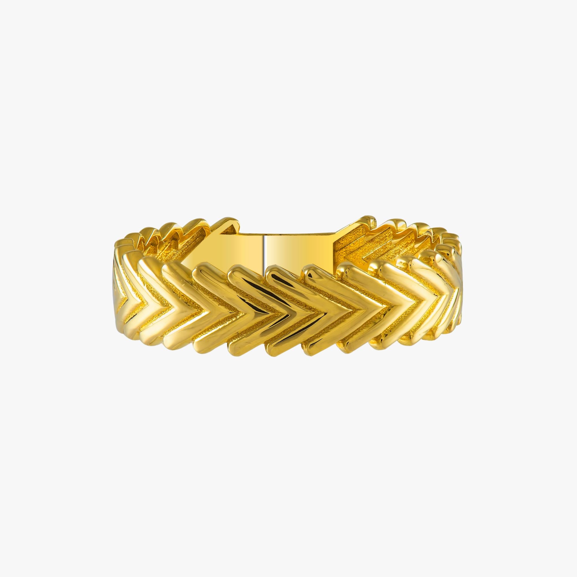14K Gold Chevron Band Ring