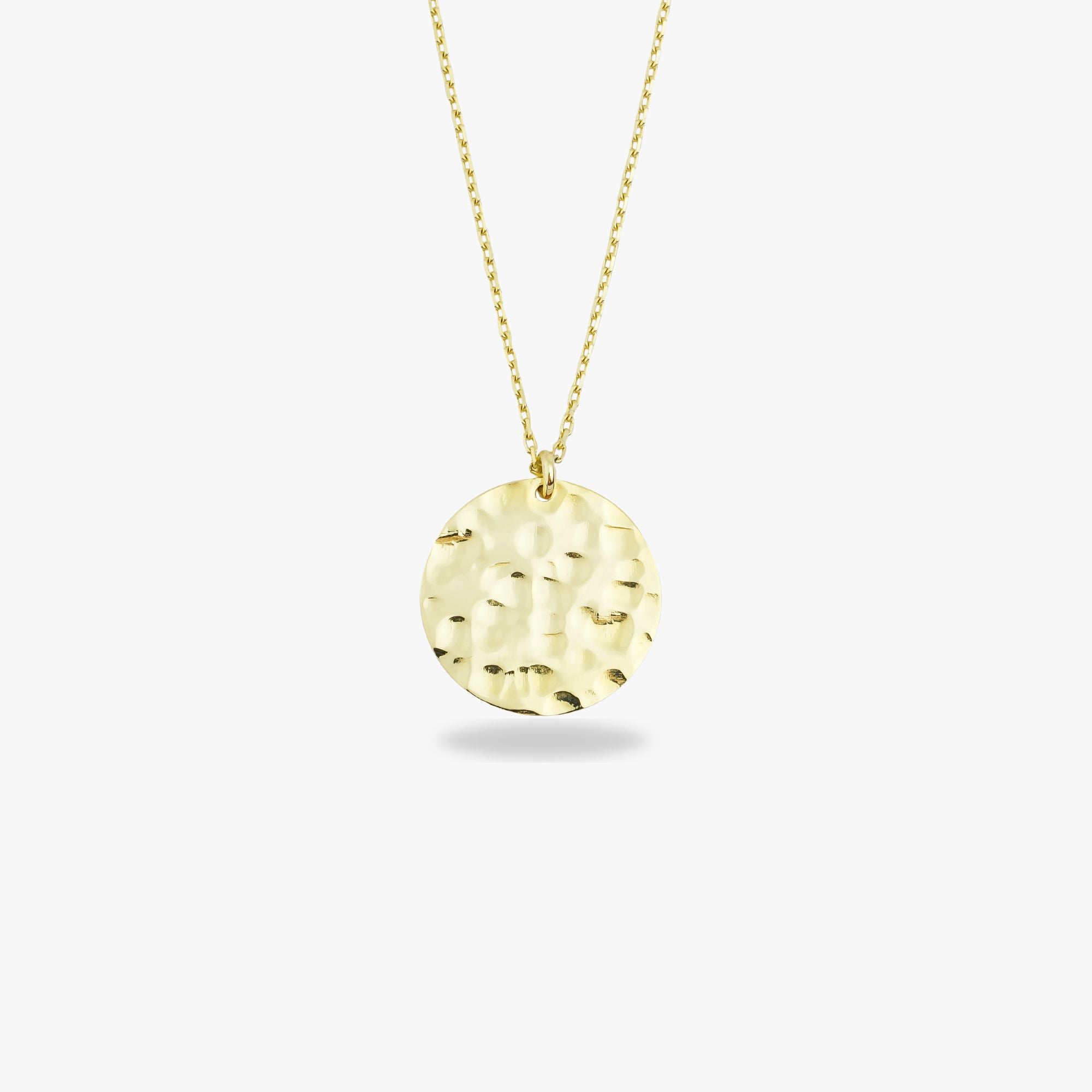 Hand Hammered Gold Disc Necklace in 14K Gold