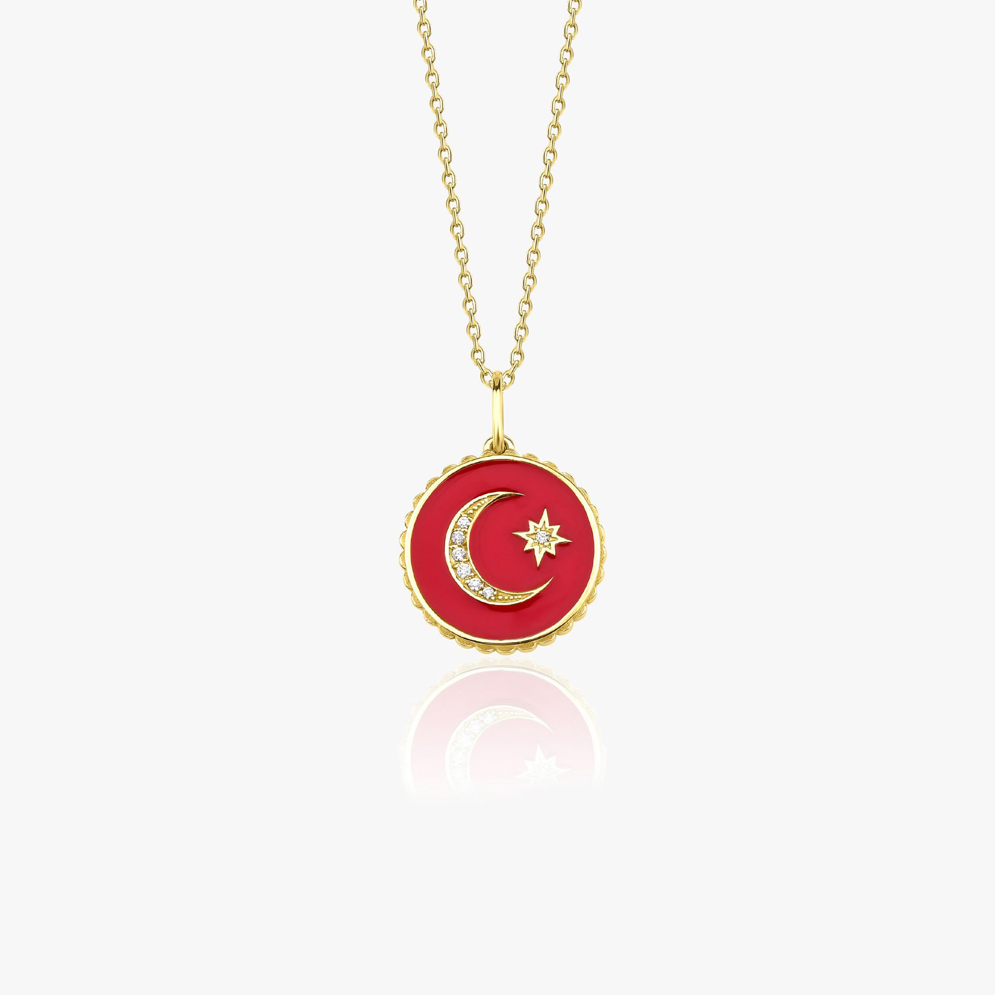 Diamond Crescent Moon Necklace in 14K Gold
