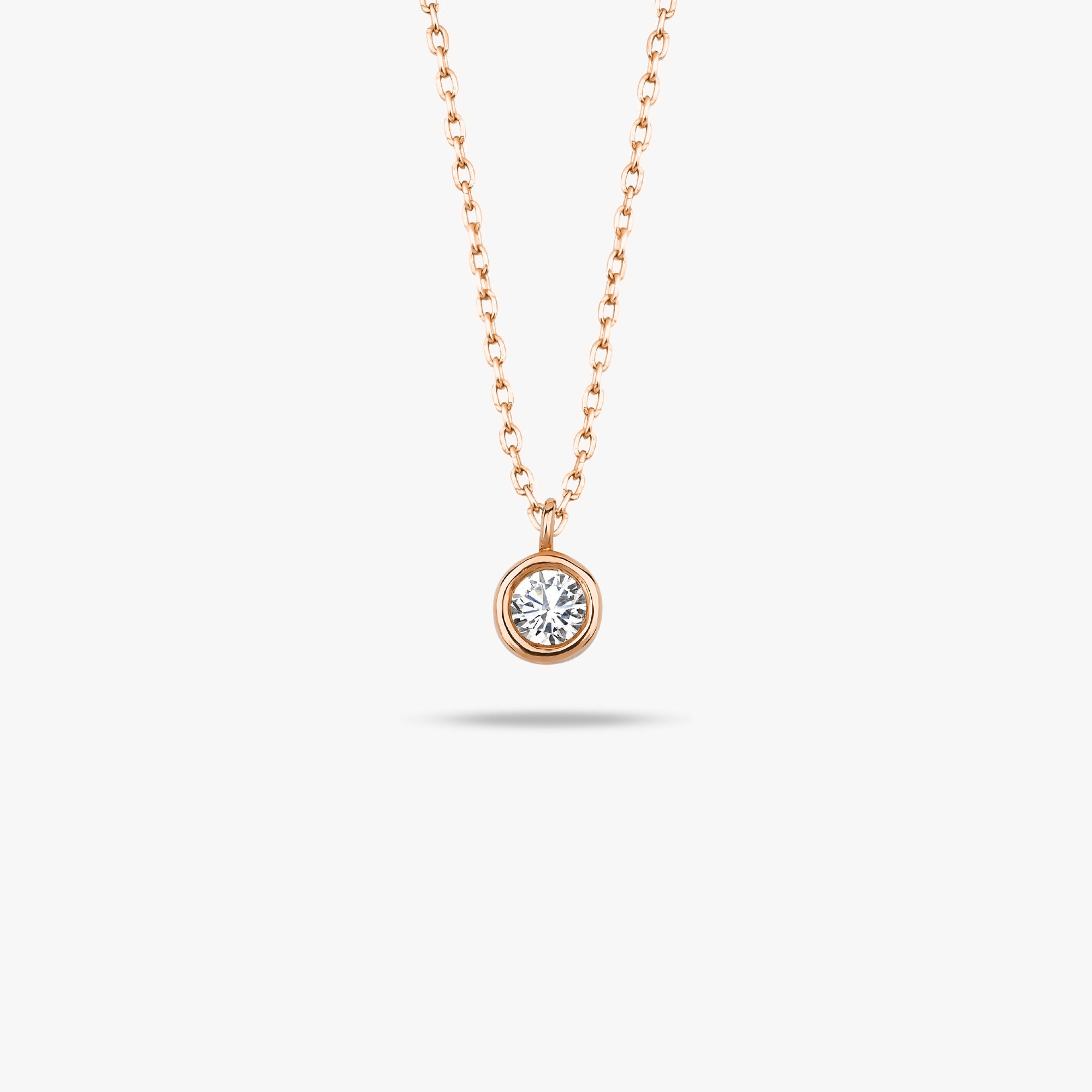 Bezel Set Solitaire Necklace Available in 14K and 18K Gold