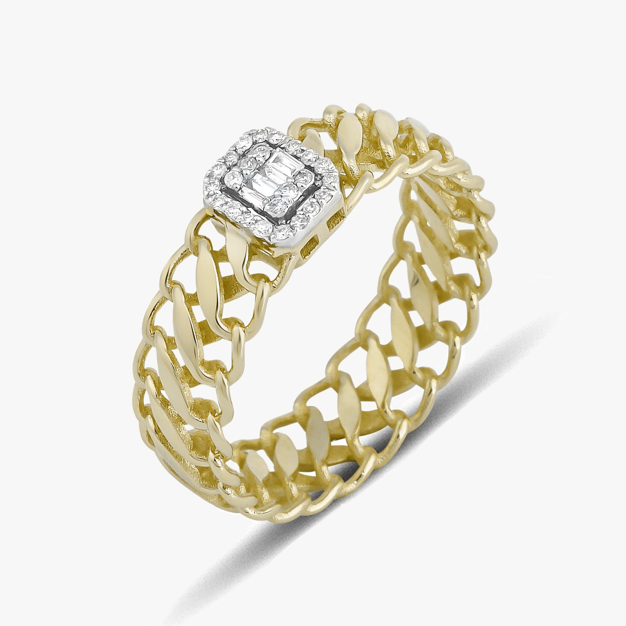 Diamond Chain Ring In 14K Gold