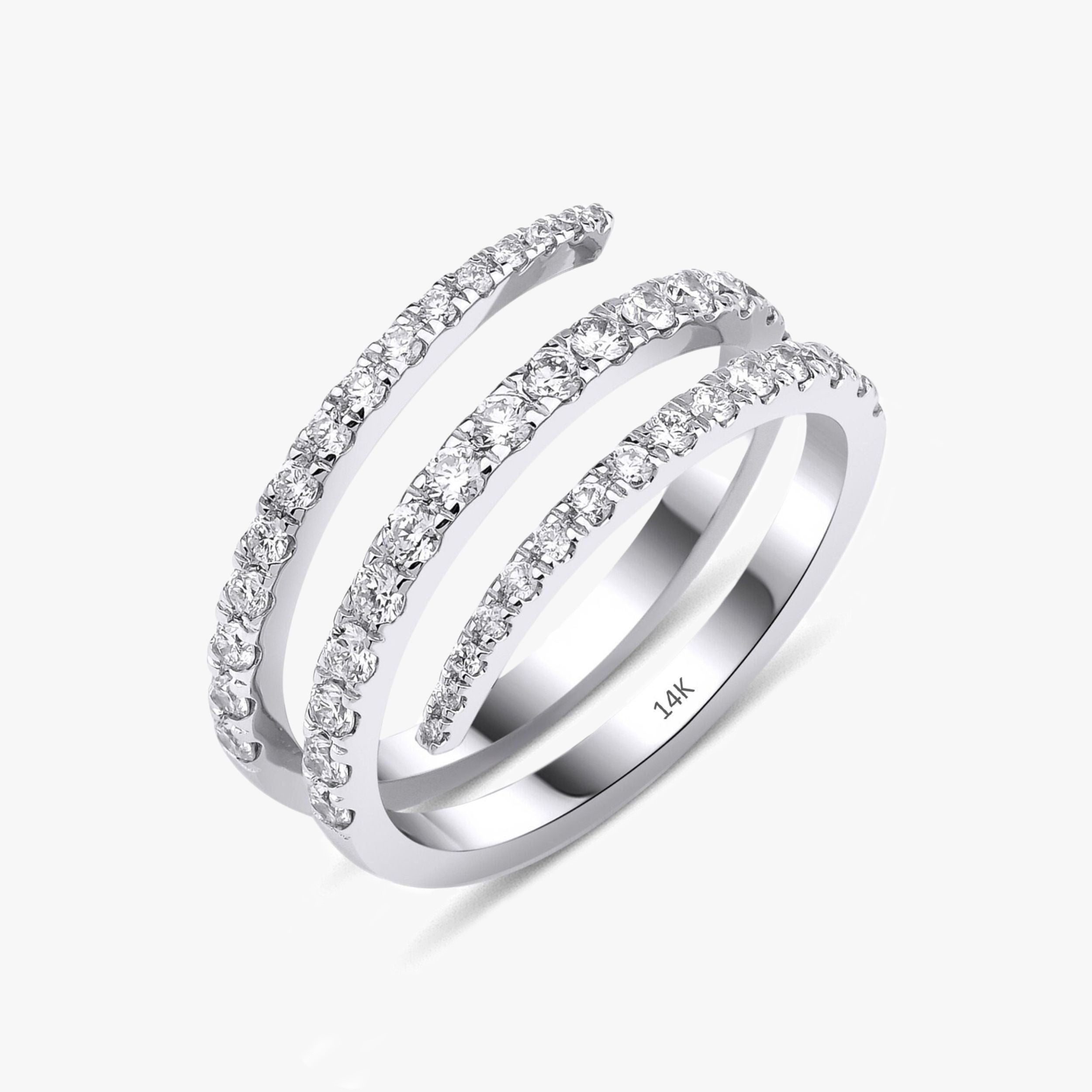 Diamond Swirl Ring in 14K Gold