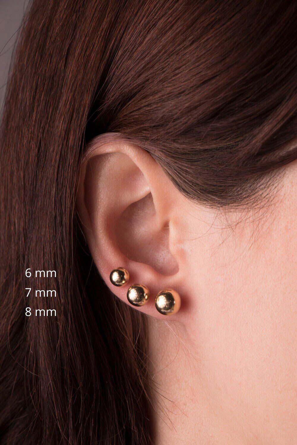 (Single) Sphere Stud in 14K Gold