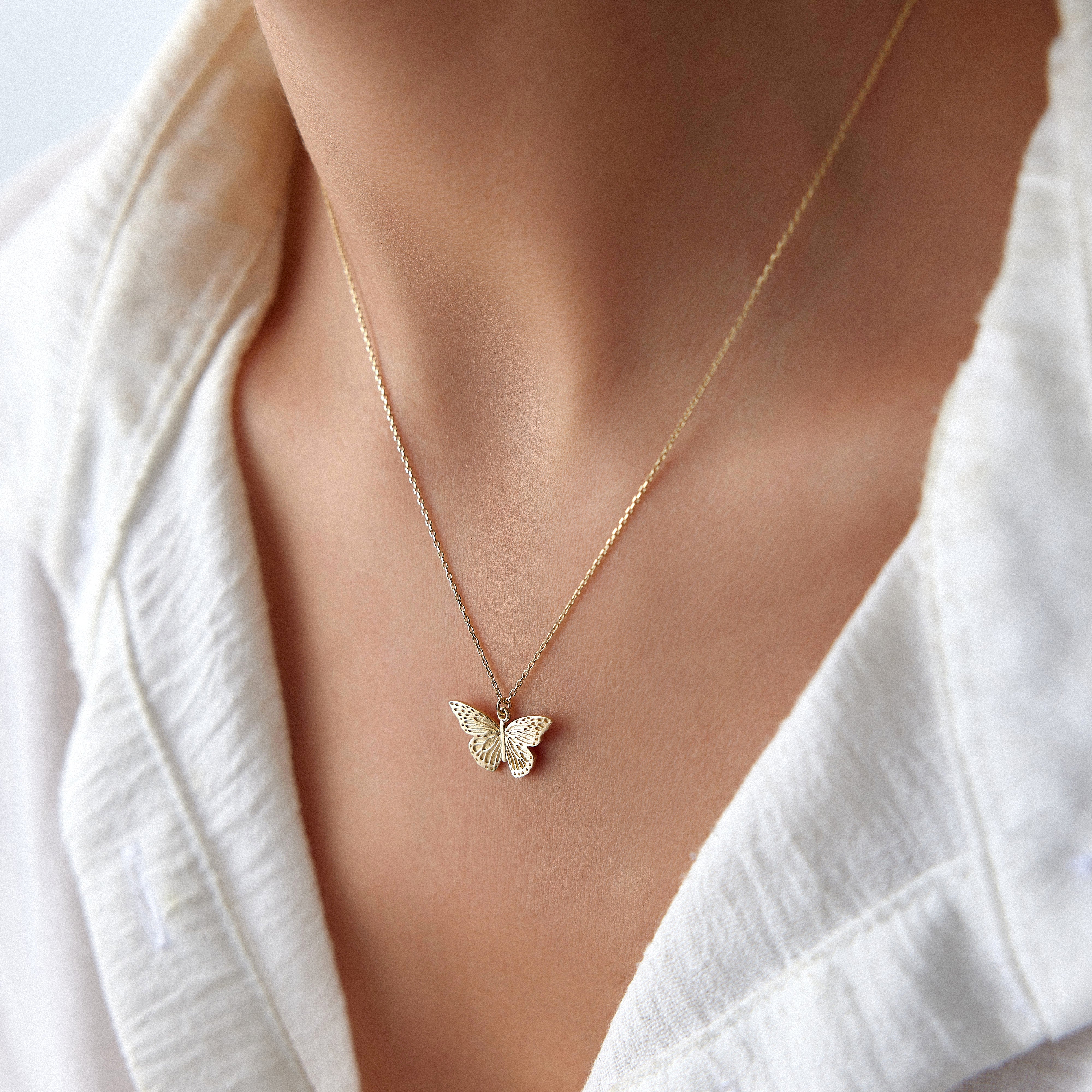 Butterfly Necklace in 14K Gold