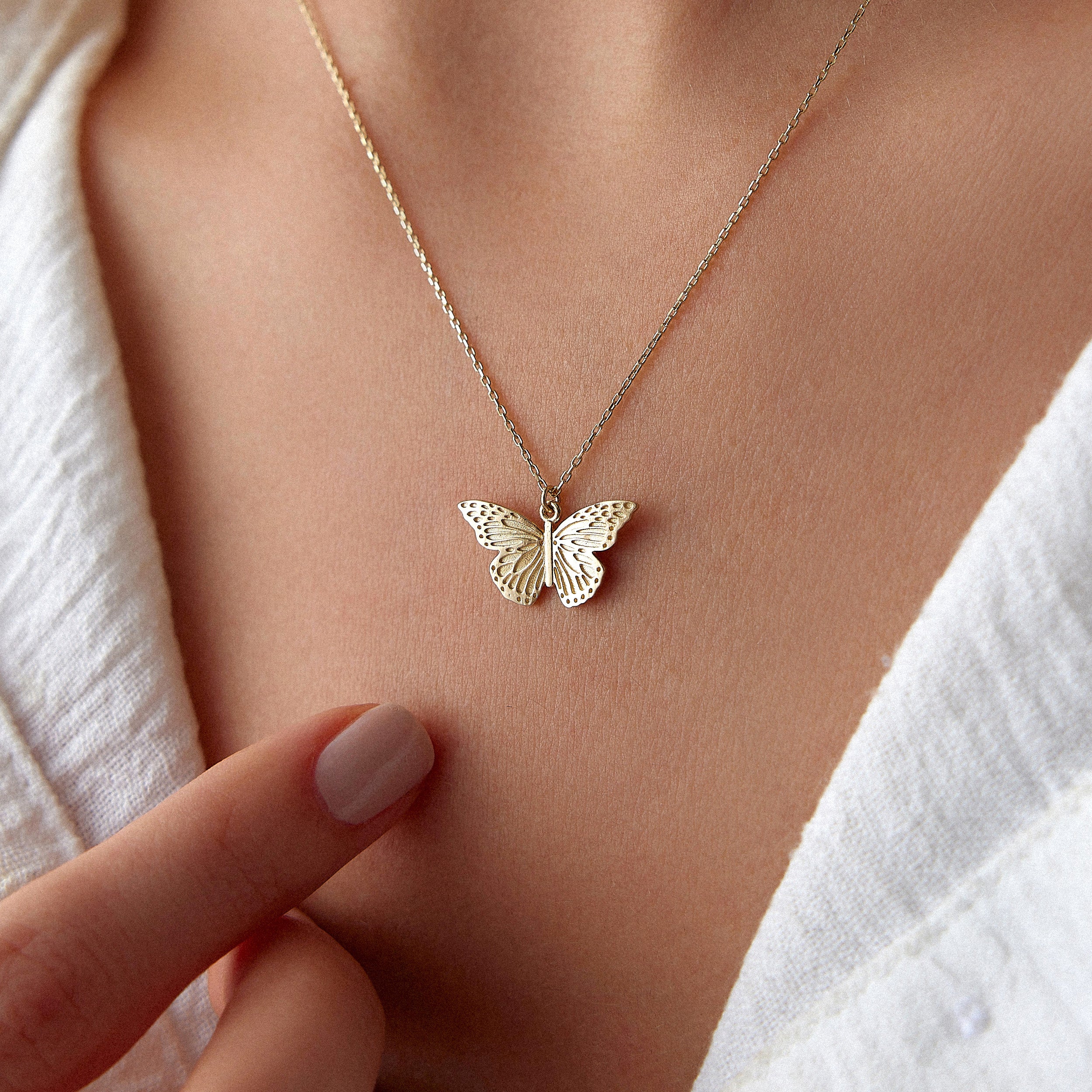 Butterfly Necklace in 14K Gold