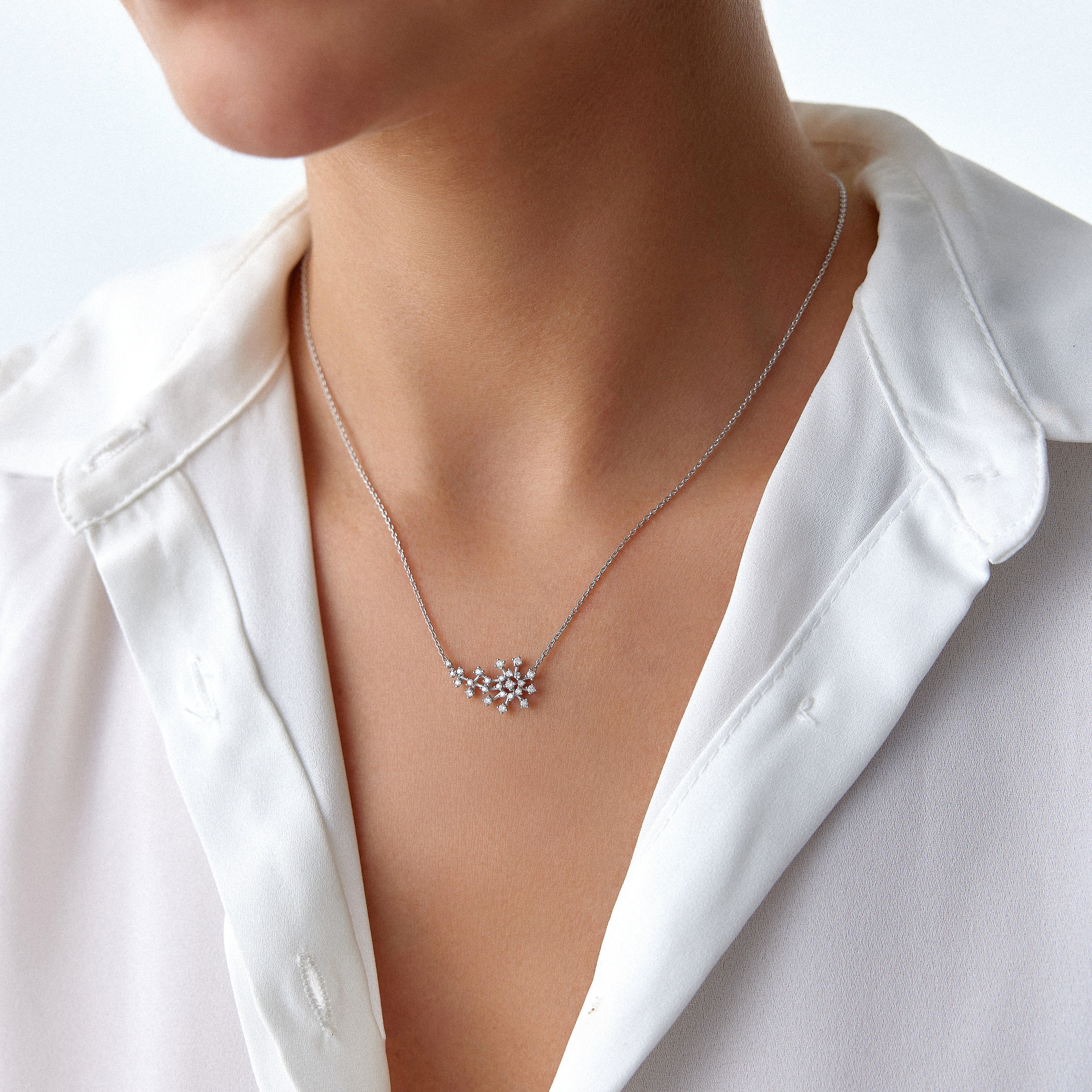 Diamond Comet Necklace Available in 14K and 18K Gold