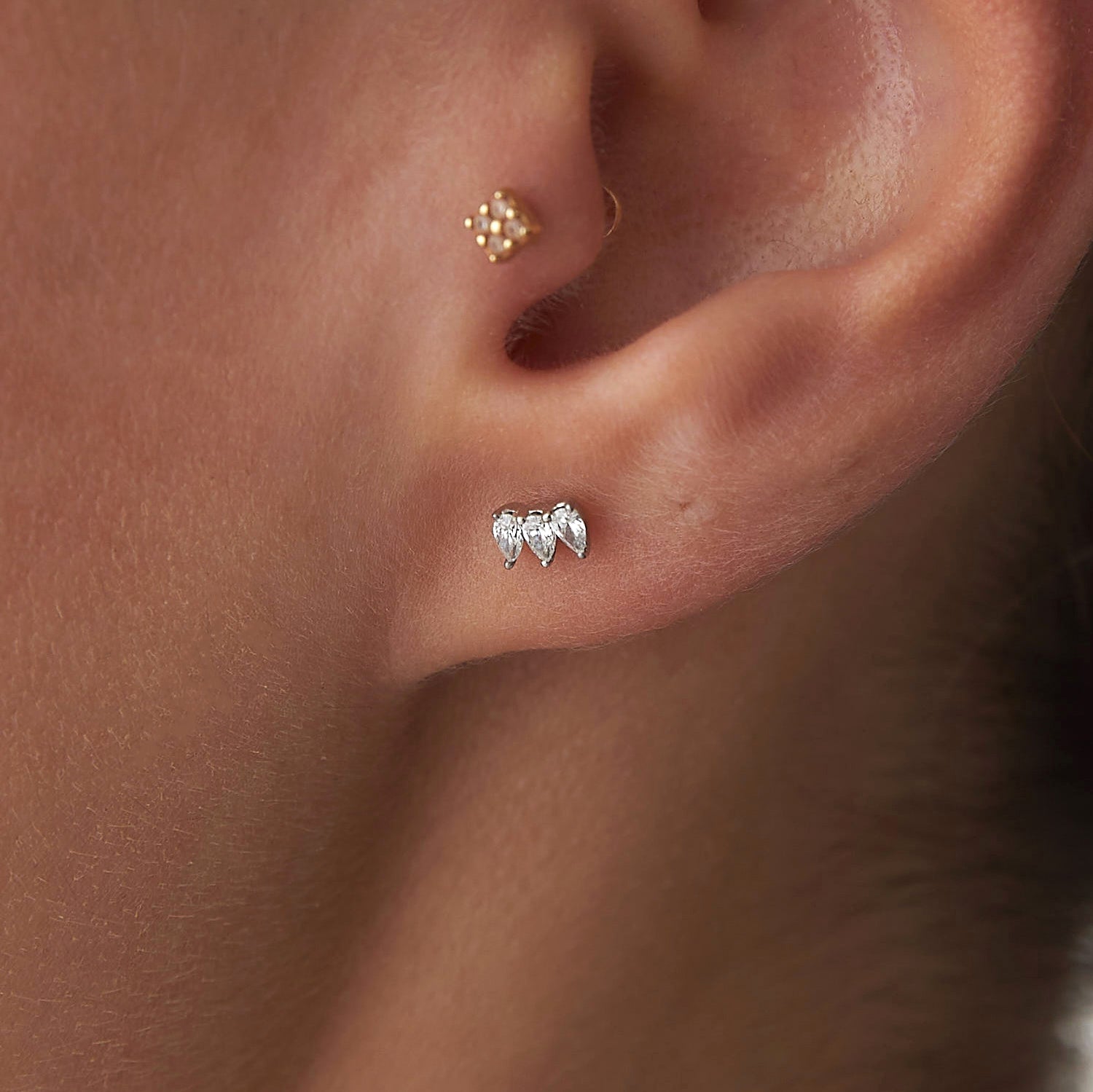 Pear Cut Diamond Stud Earrings Available in 14K and 18K Gold