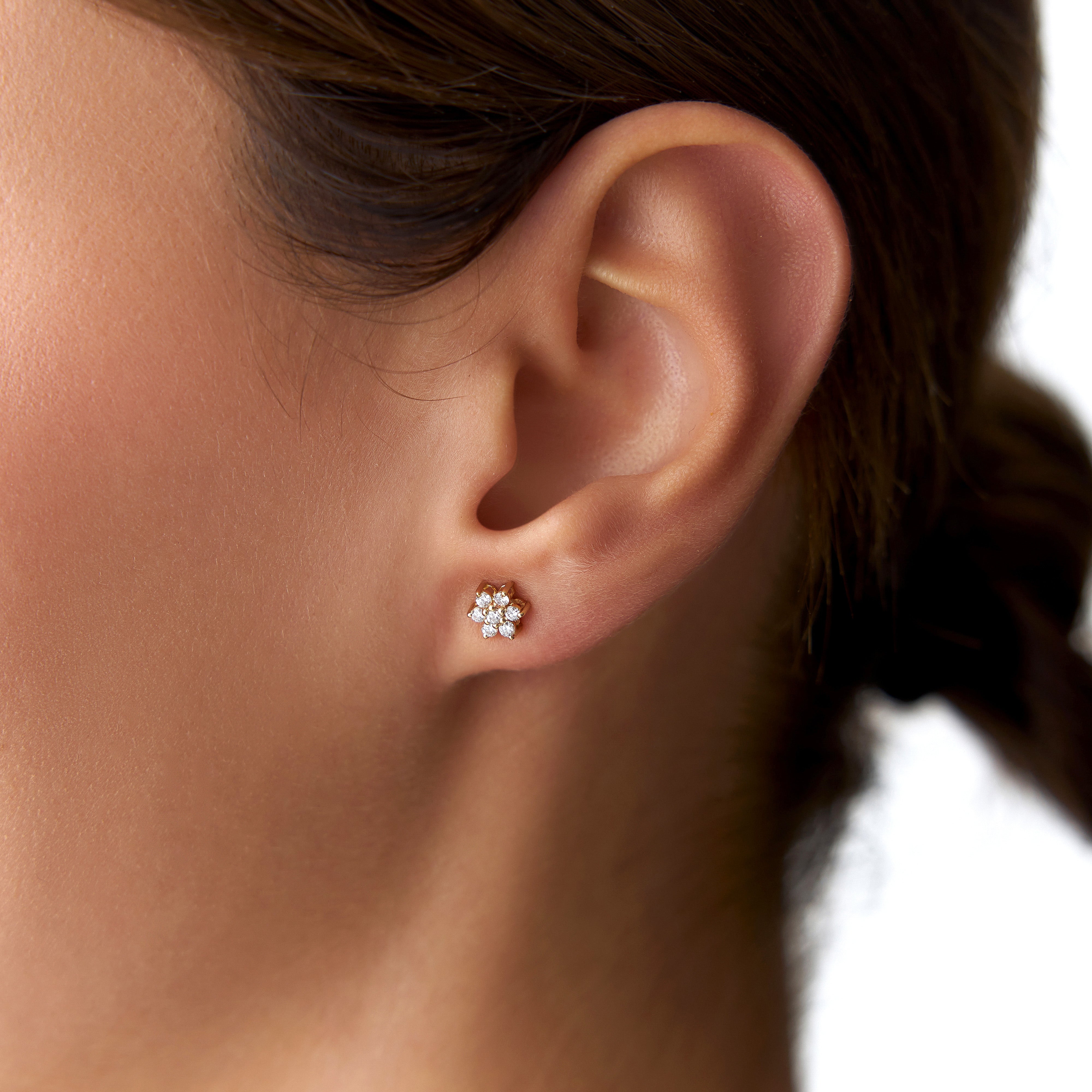 Dainty Diamond Hexagon Studs Available in 14K and 18K Gold