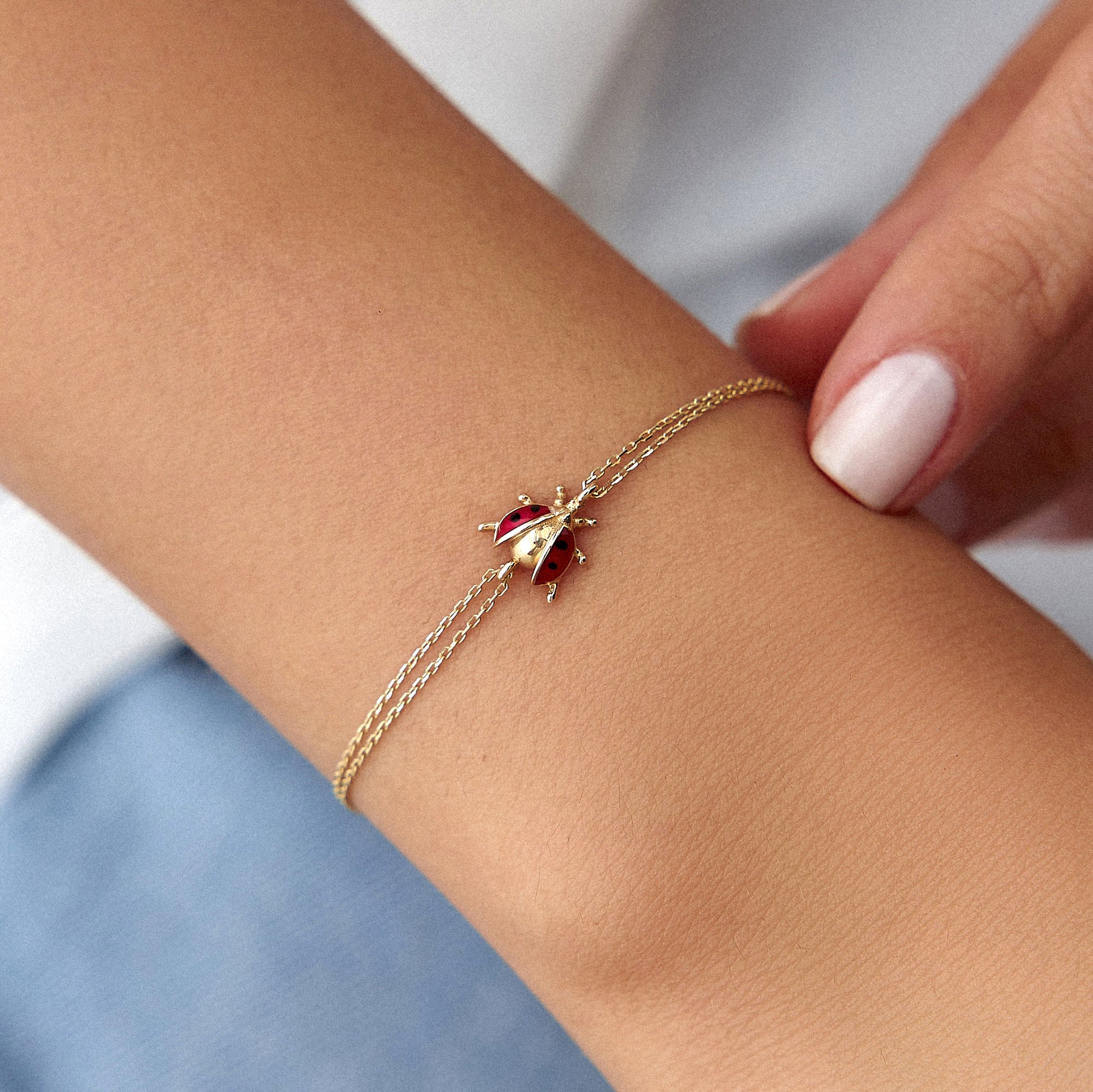 14K Gold Ladybug Bracelet