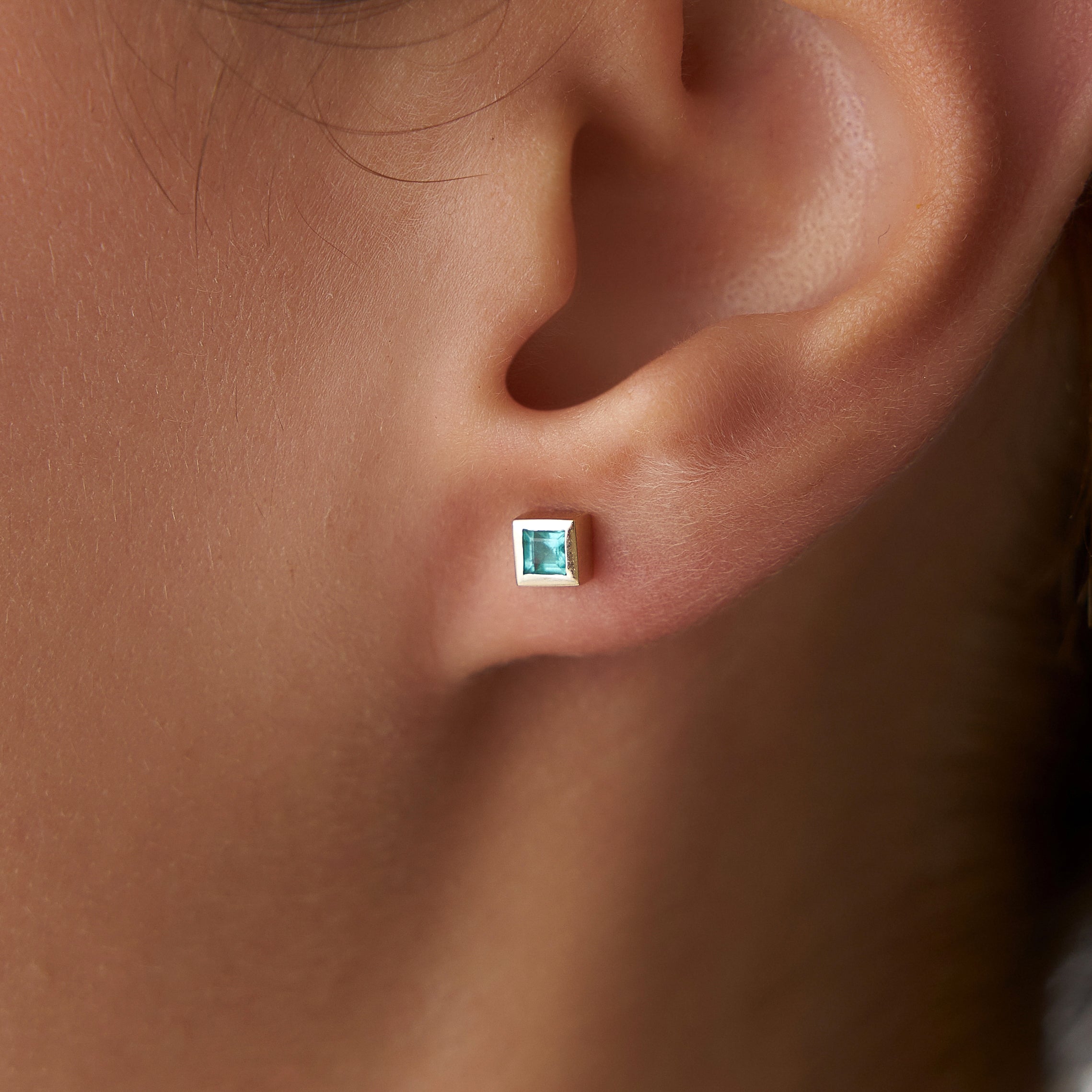 Princess Cut Emerald Studs Available in 14K and 18K Gold