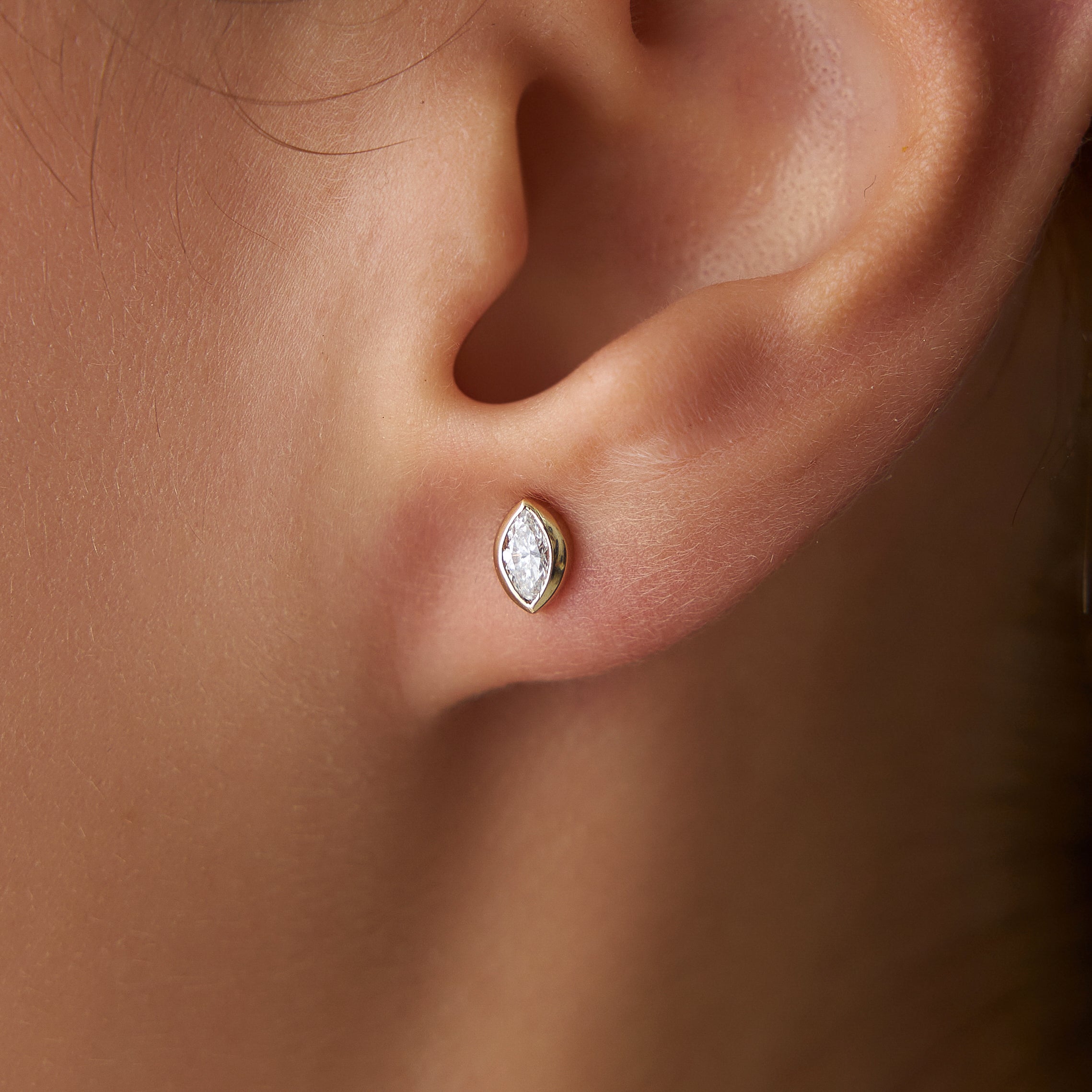 Marquise Diamond Stud Earrings Available in 14K and 18K Gold
