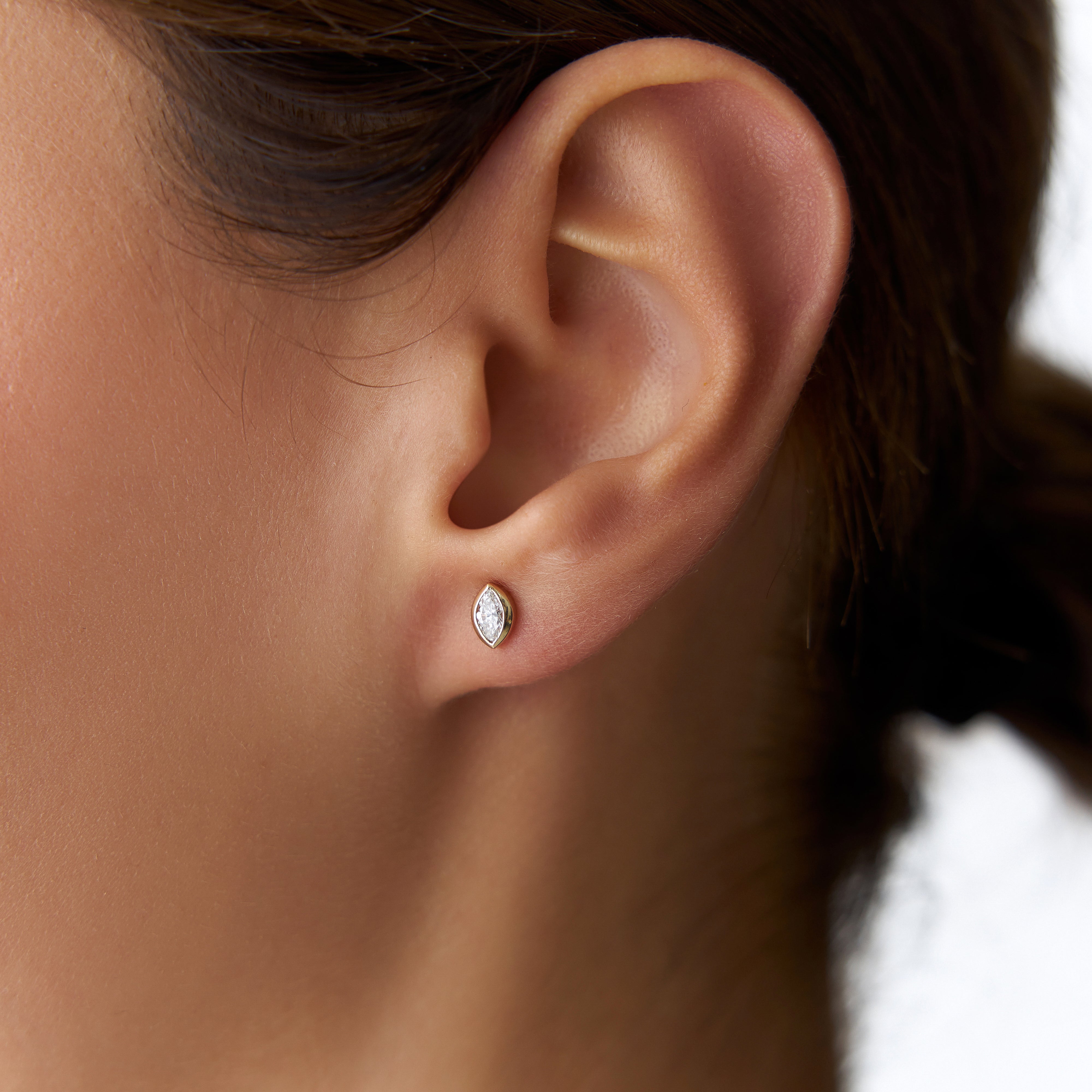 Marquise Diamond Stud Earrings Available in 14K and 18K Gold