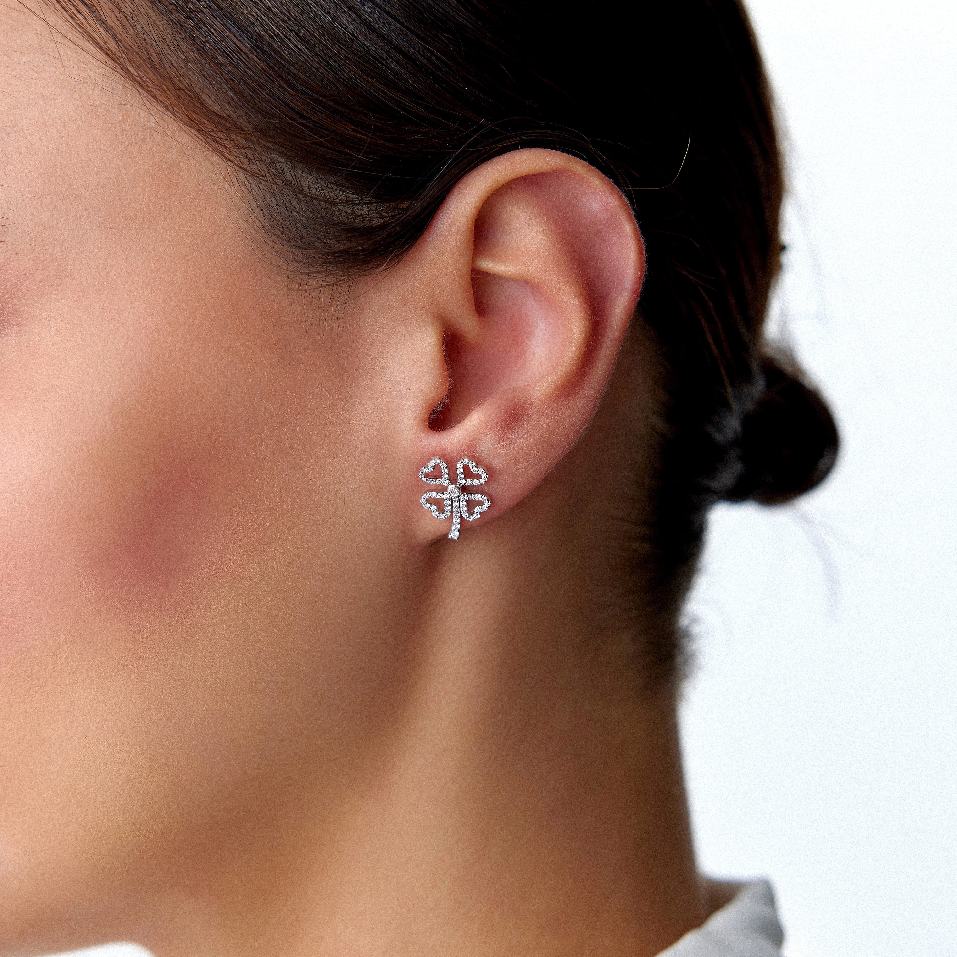 Diamond Clover Stud Earrings / FORTUNA