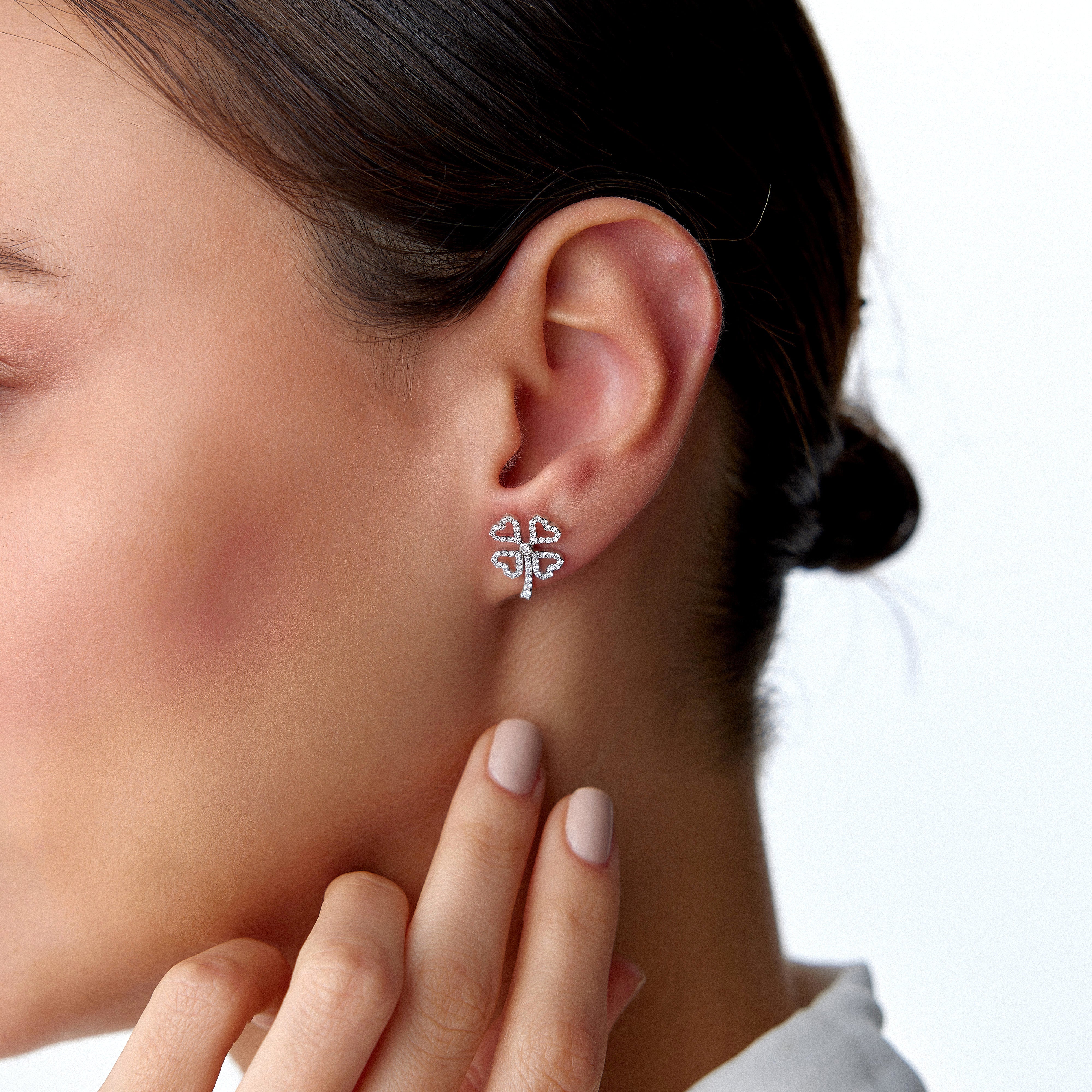 Diamond Clover Stud Earrings / FORTUNA