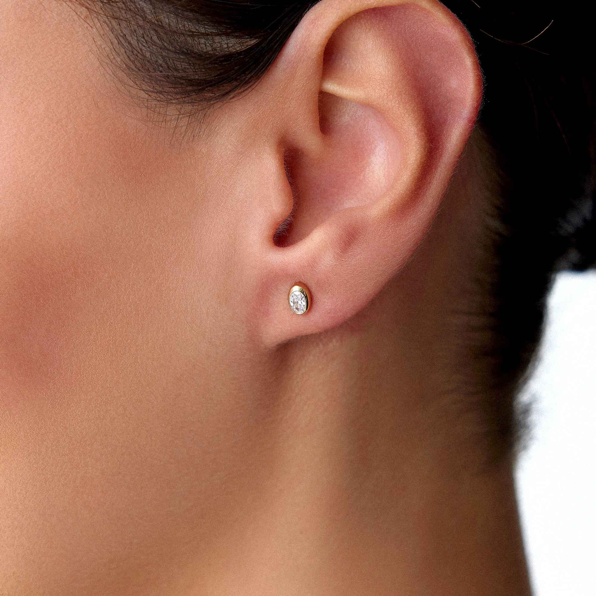 Oval Cut Diamond Stud Earrings Available in 14K and 18K Gold