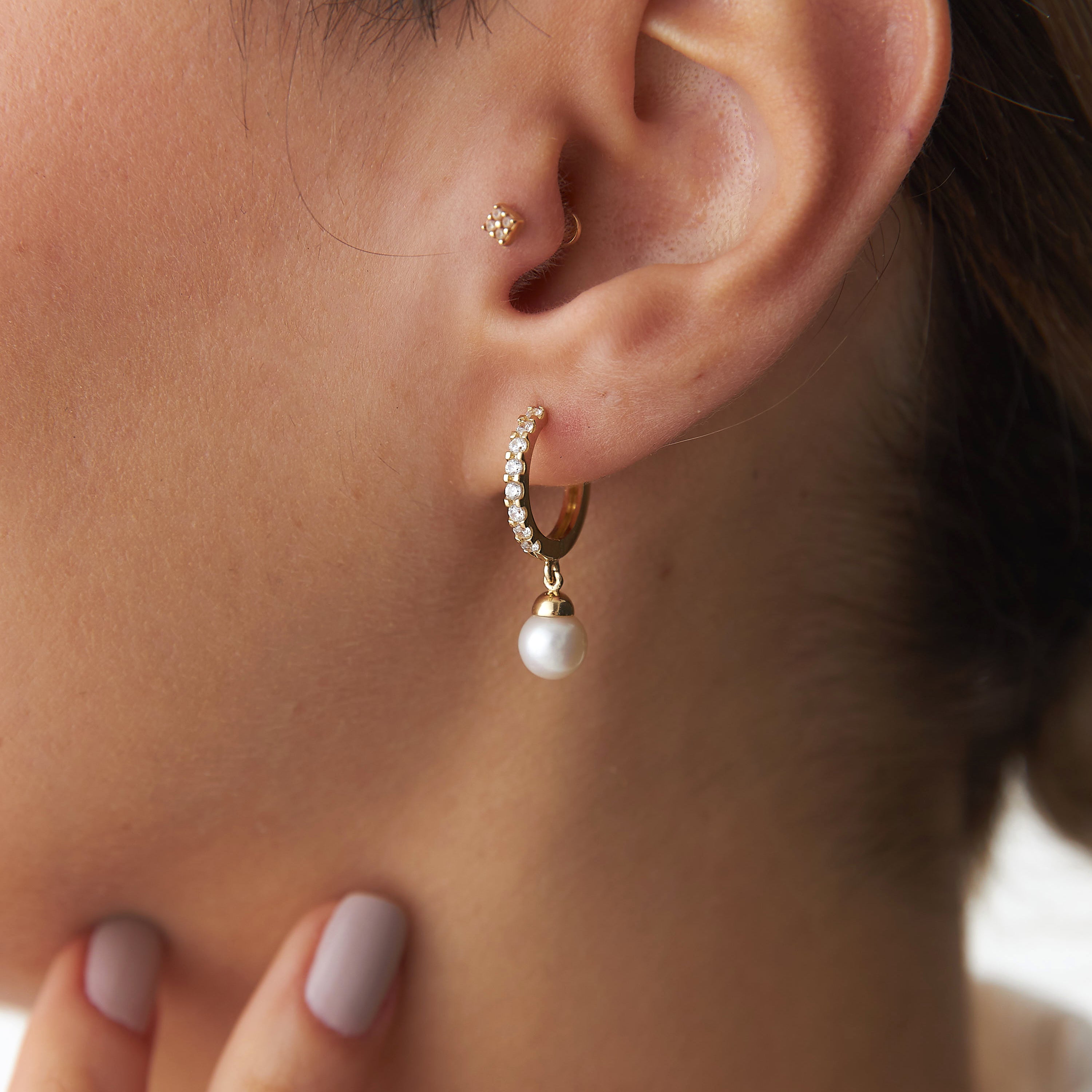 Dangle Pearl Earrings in 14K Gold