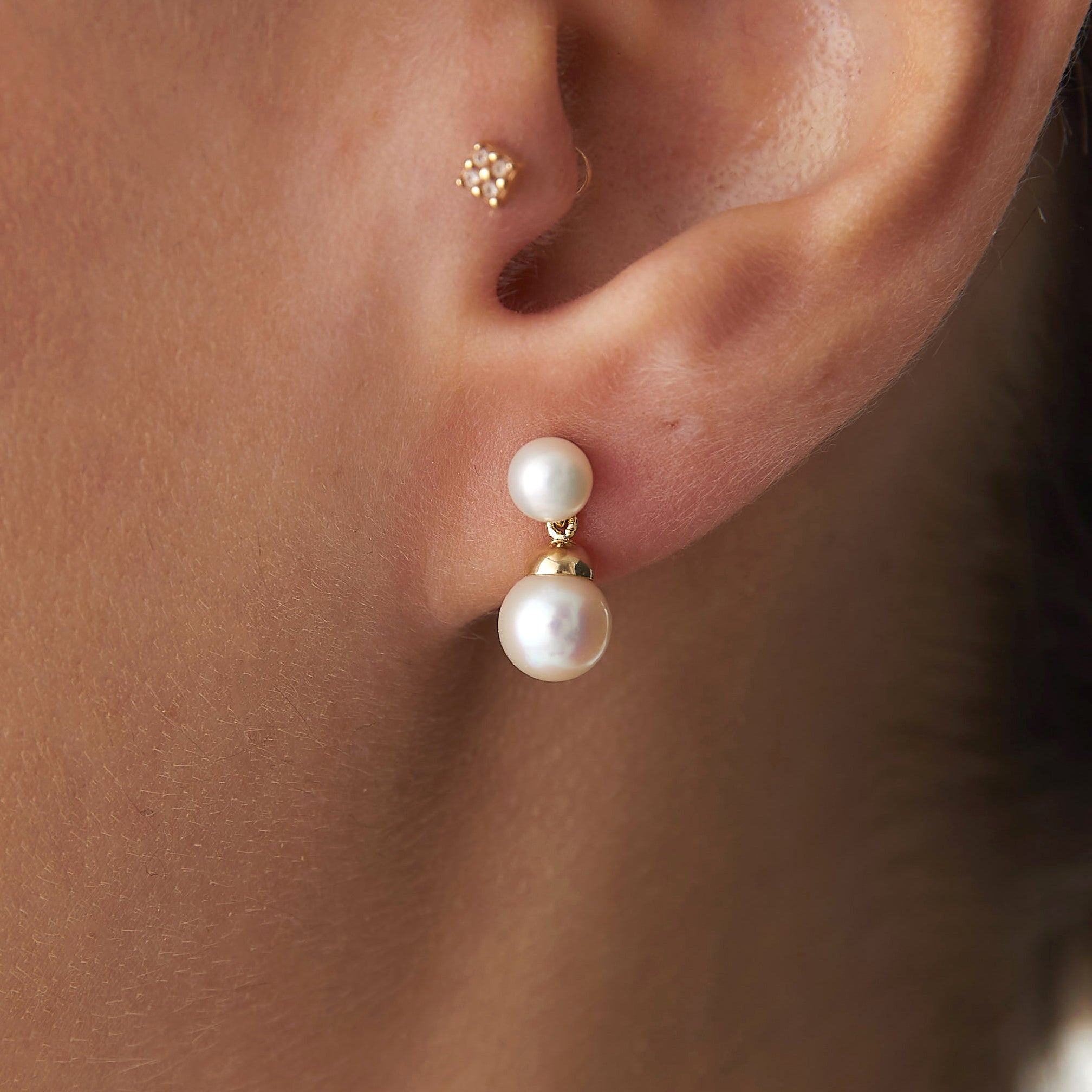 Dangle Pearl Earrings in 14K Gold