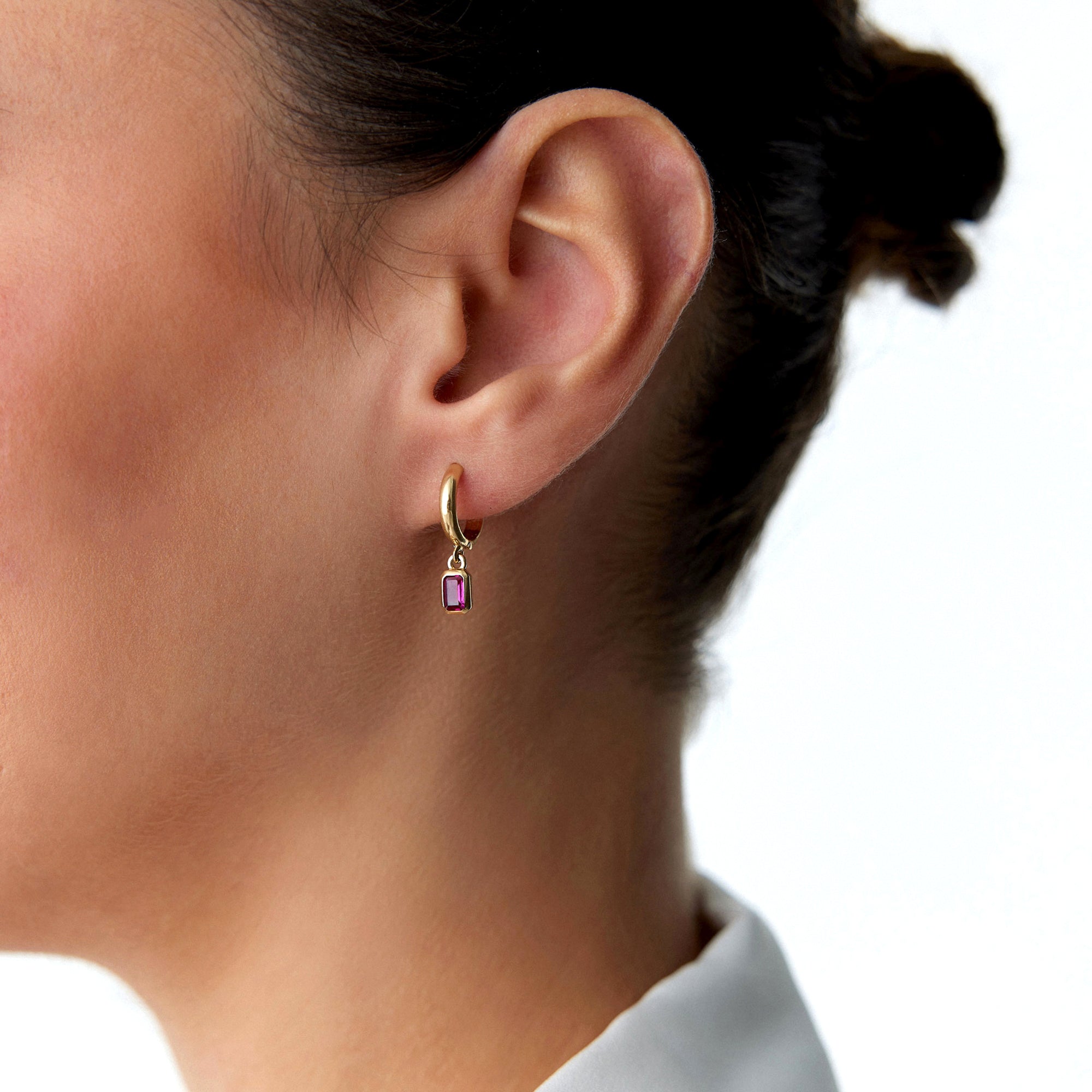 Dangle Drop Hoop Earrings in 14K Gold