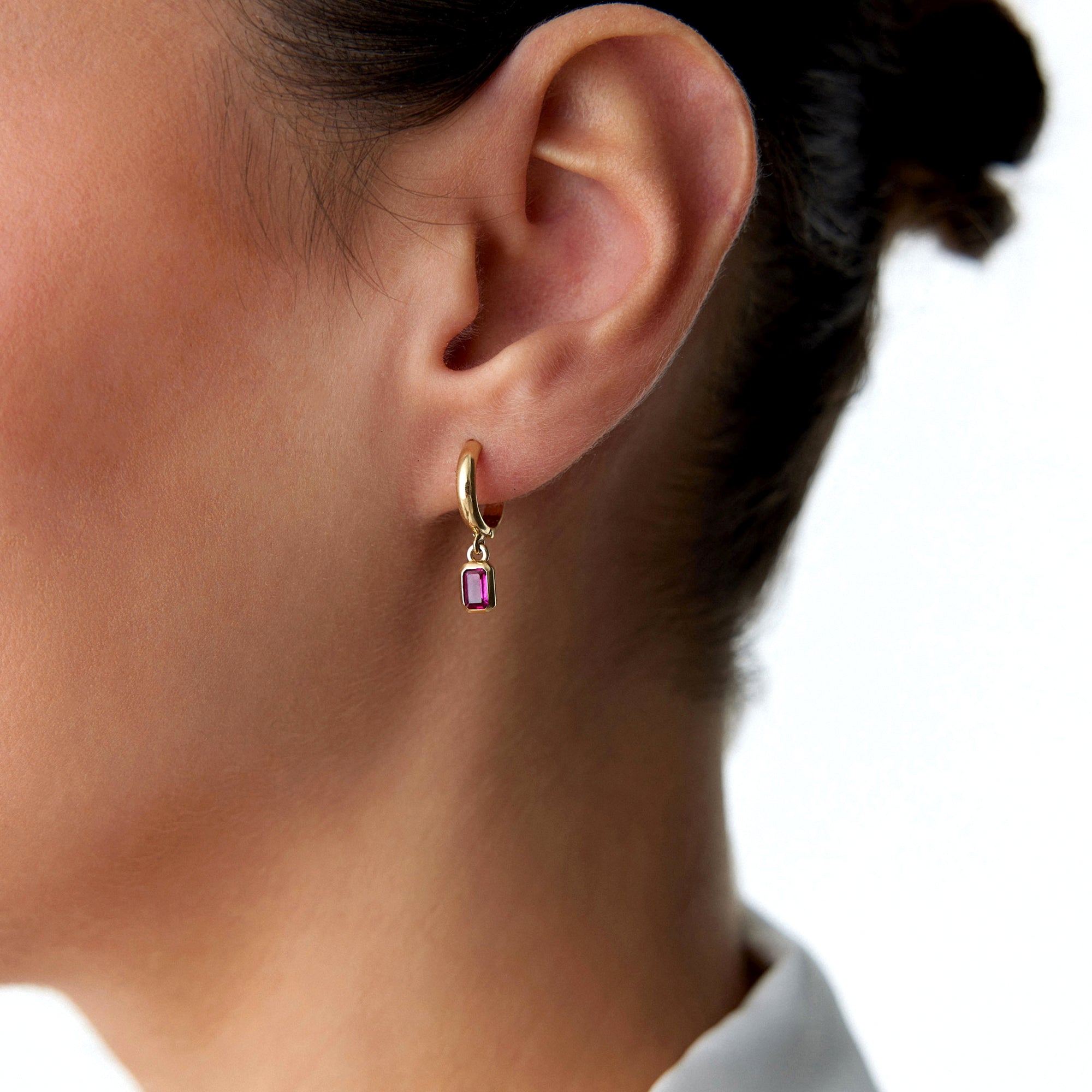 Dangle Drop Hoop Earrings in 14K Gold