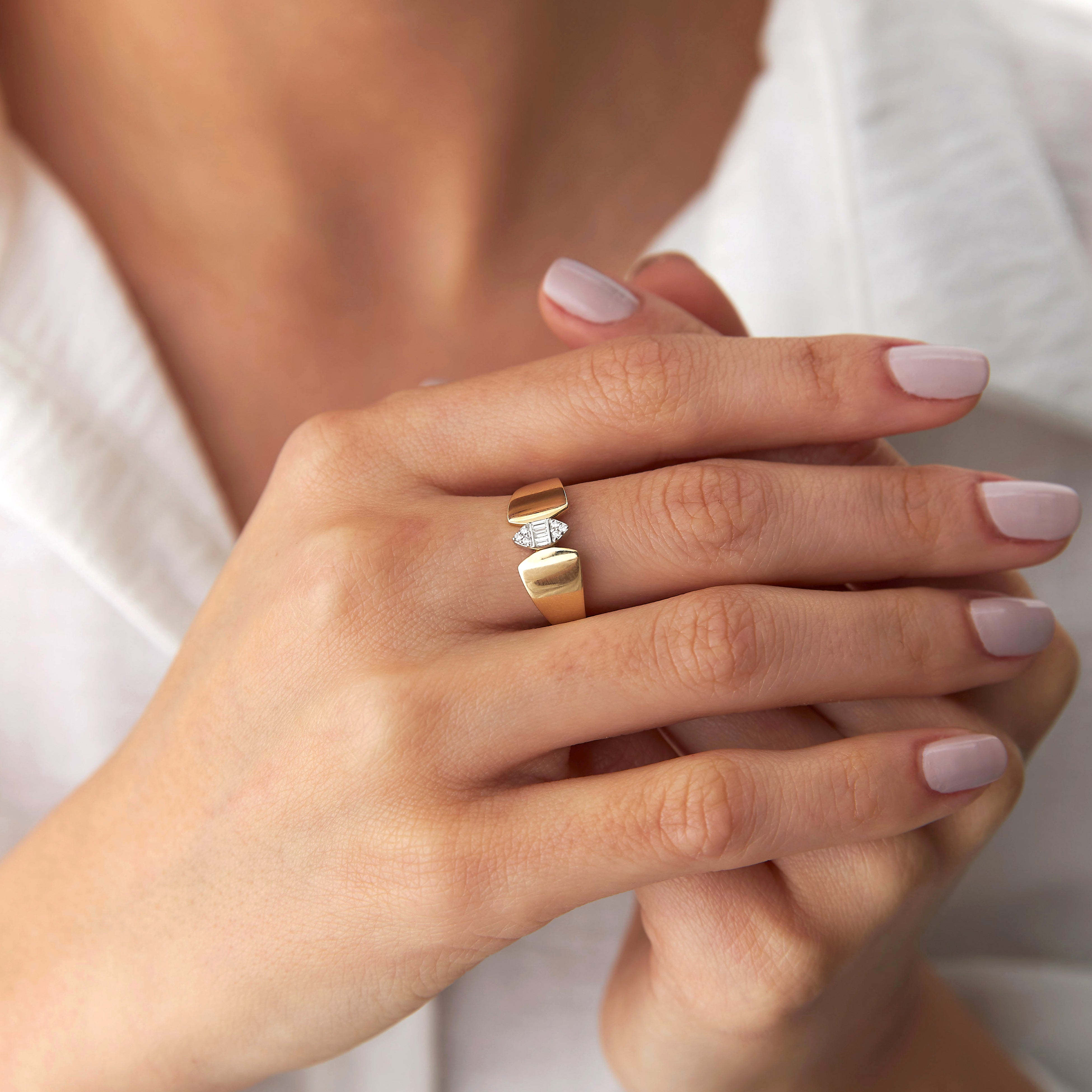 Diamond Marquise Illusion Ring in 14K Gold