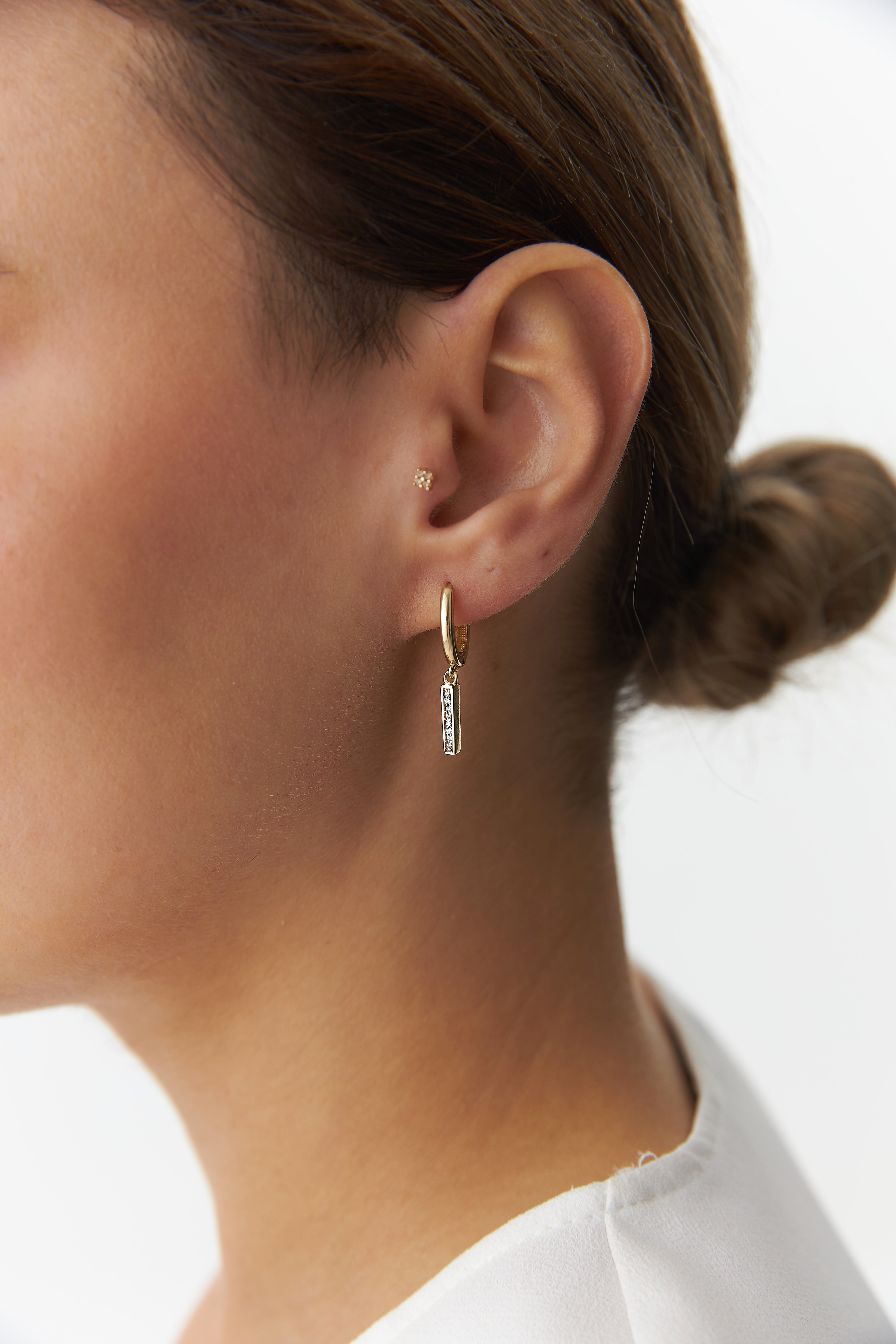 Diamond Vertical Bar Earrings in 14K Gold